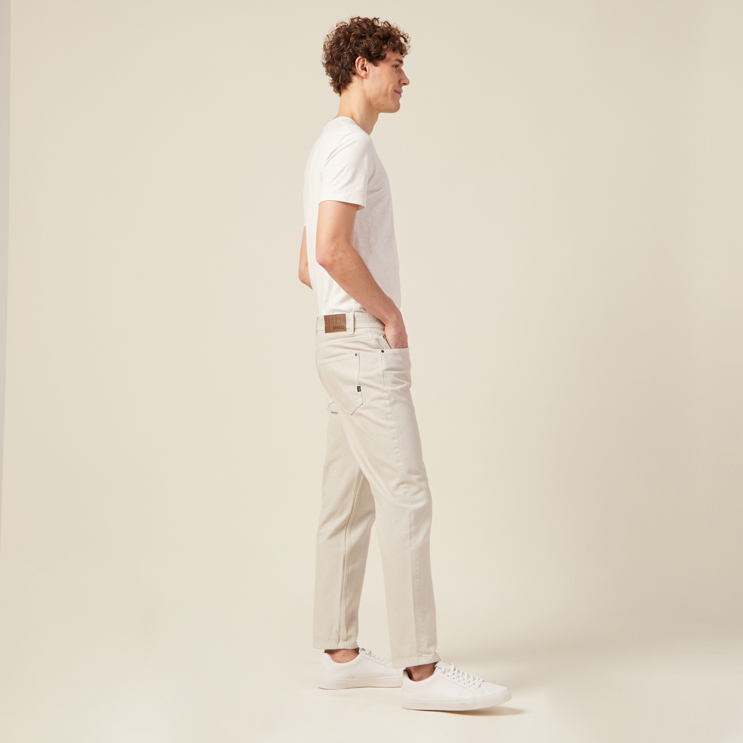 jeans tapered 5 poches beige homme Jeans tapered 5 poches beige homme