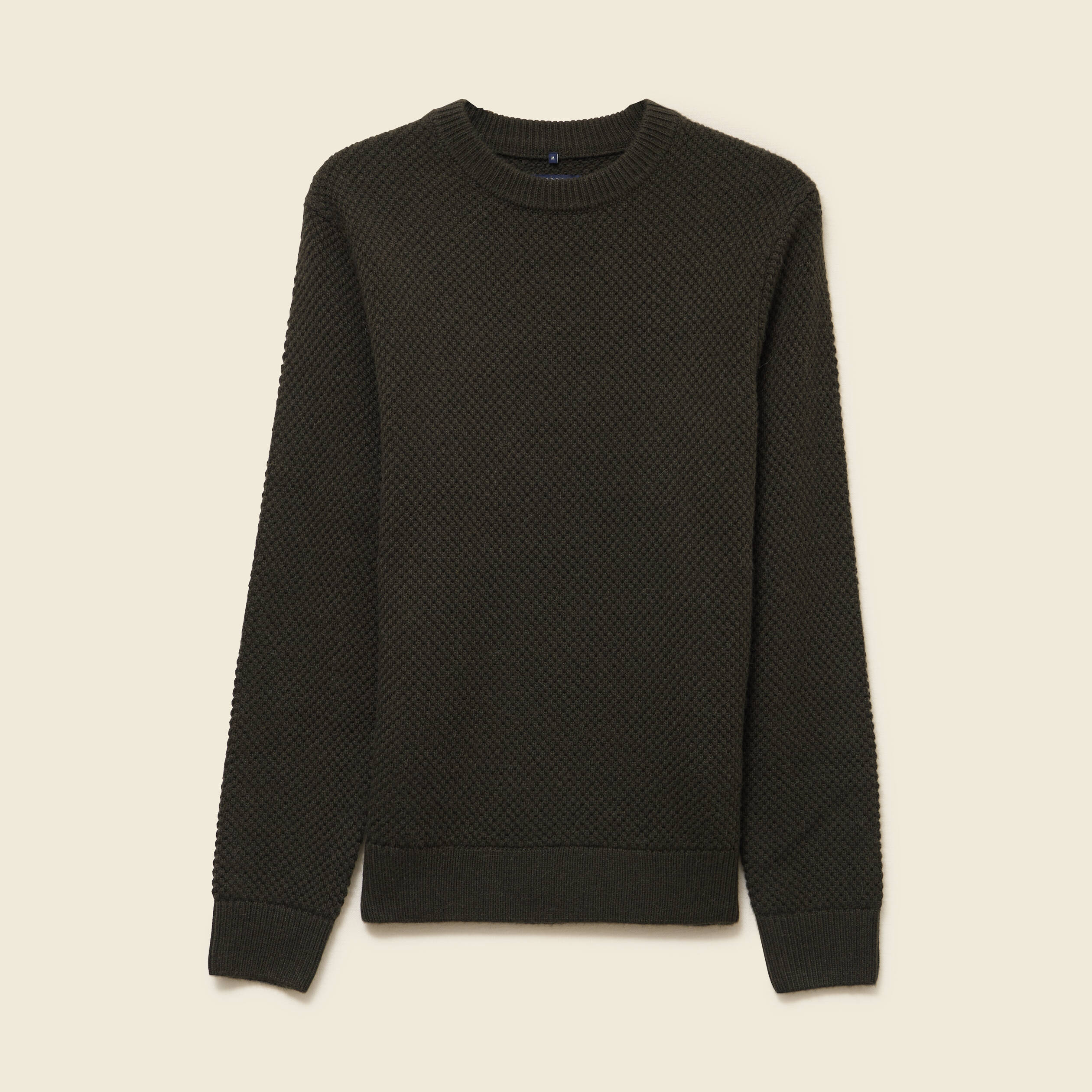 Pull col rond vert kaki homme