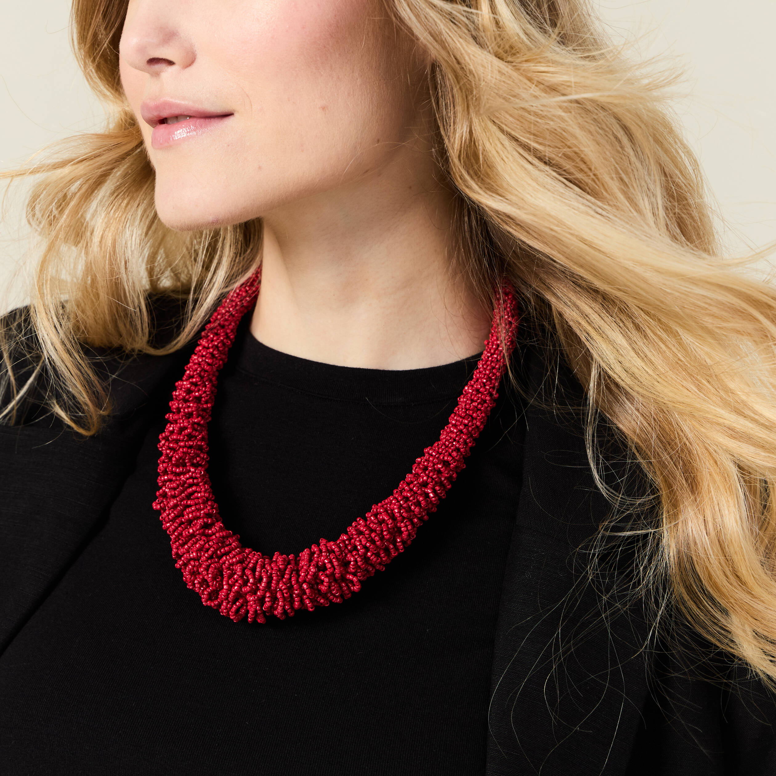 collier avec perles rouge femme Collier avec perles rouge femme