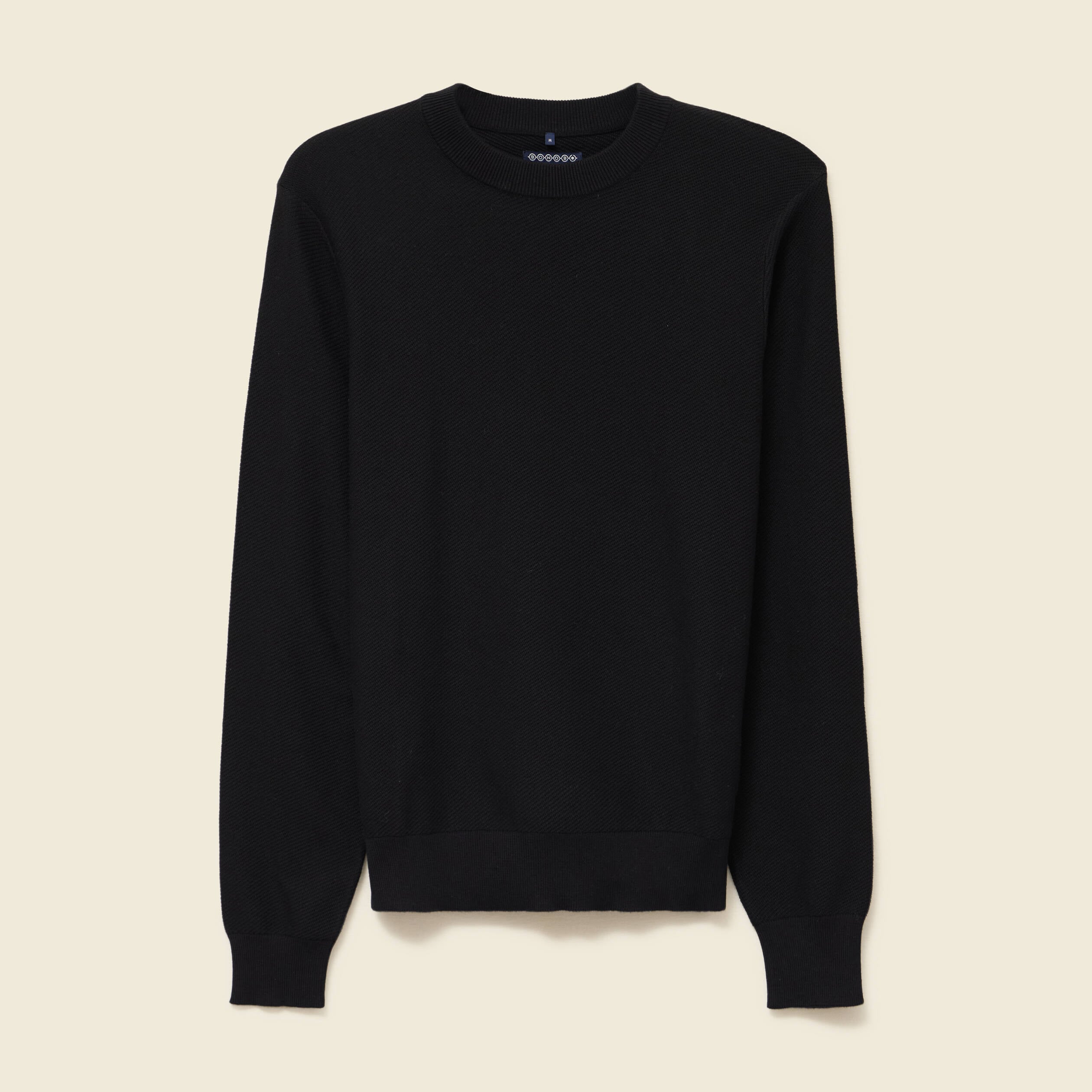 Pull col rond manches longues noir homme