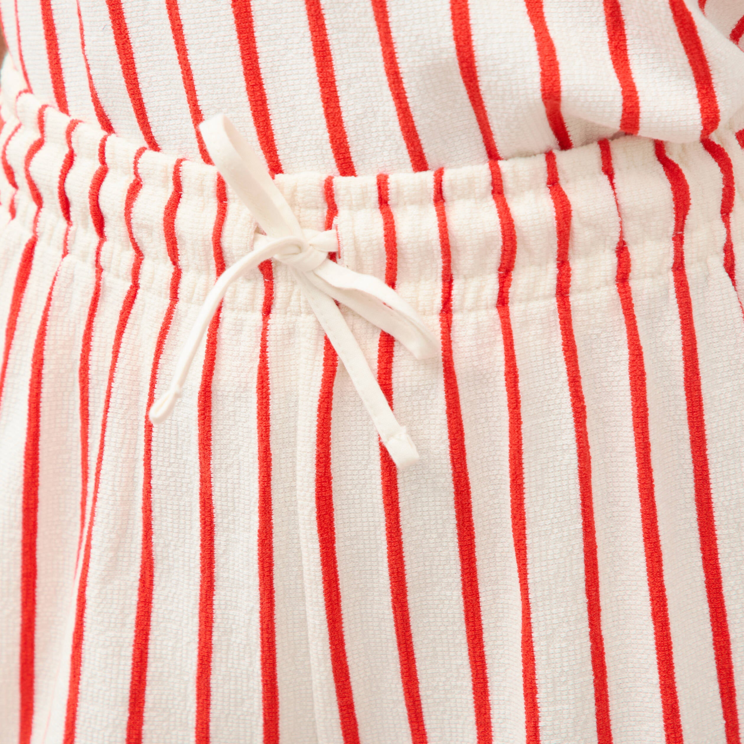Short taille haute en maille ray&eacute;e orange fonc&eacute; femme