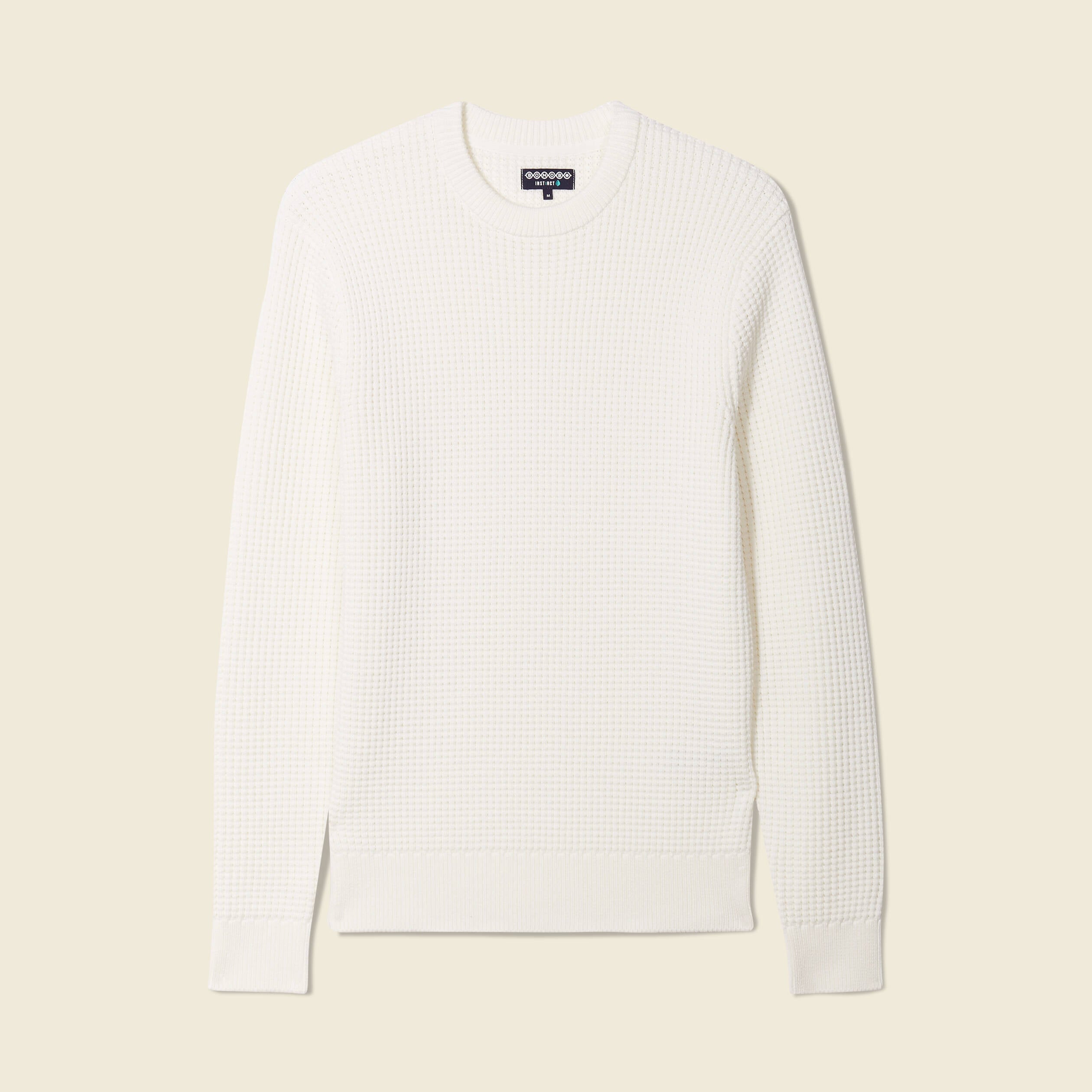 Pull manches longues col rond ecru homme