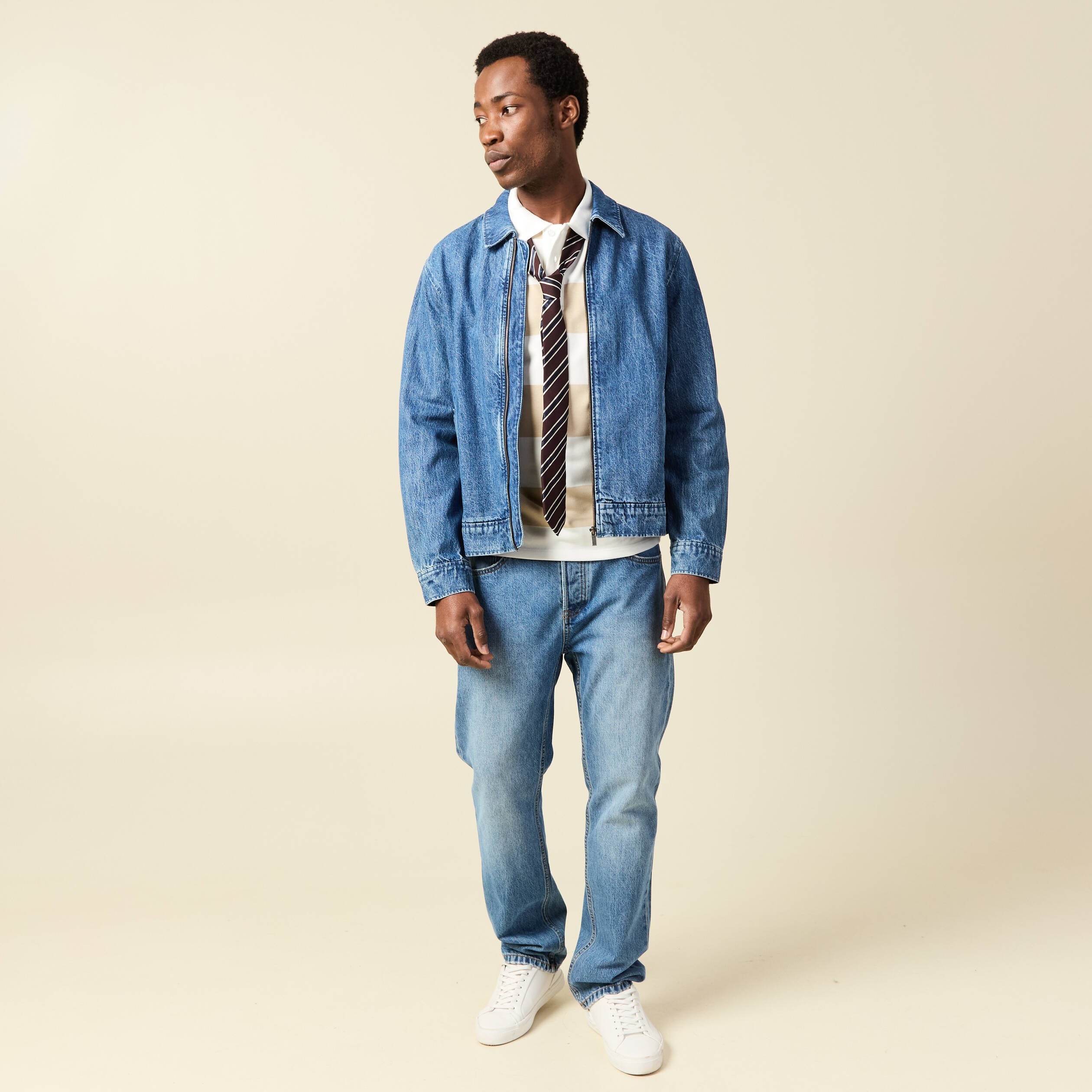 Blouson en jeans manches longues denim double stone homme