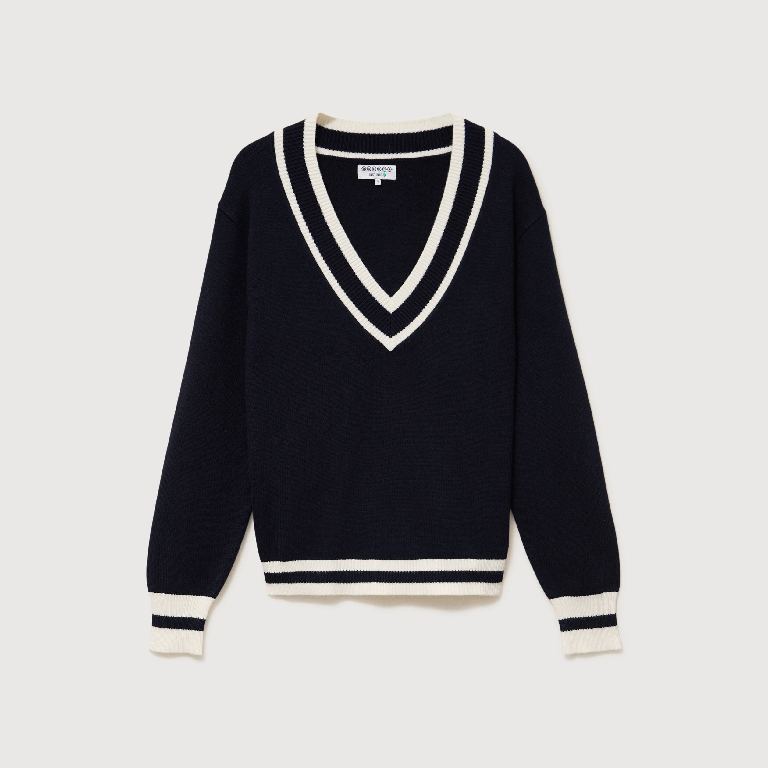 Pull manches longues bleu fonc&eacute; femme