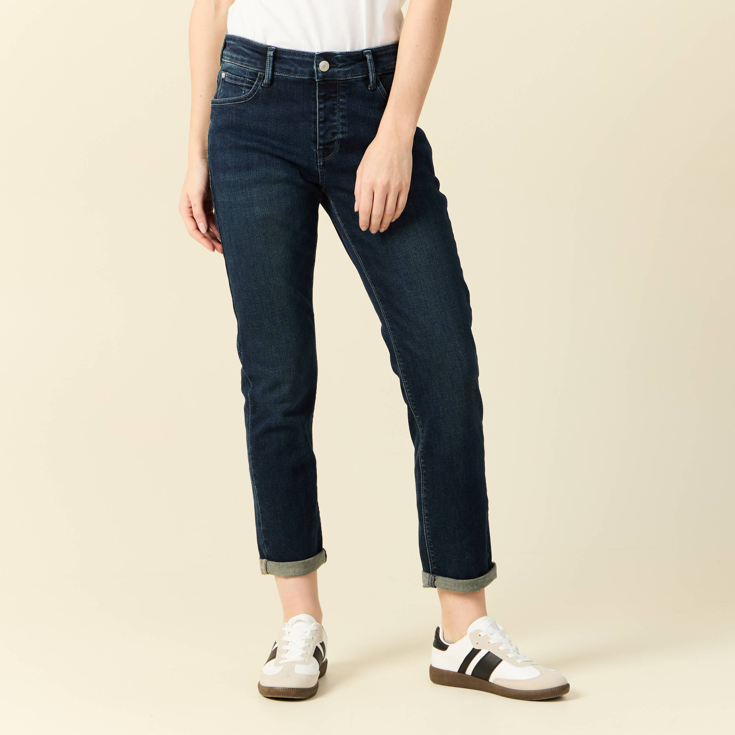 jeans girlfriend taille haute denim dirty femme Jeans girlfriend taille haute denim dirty femme