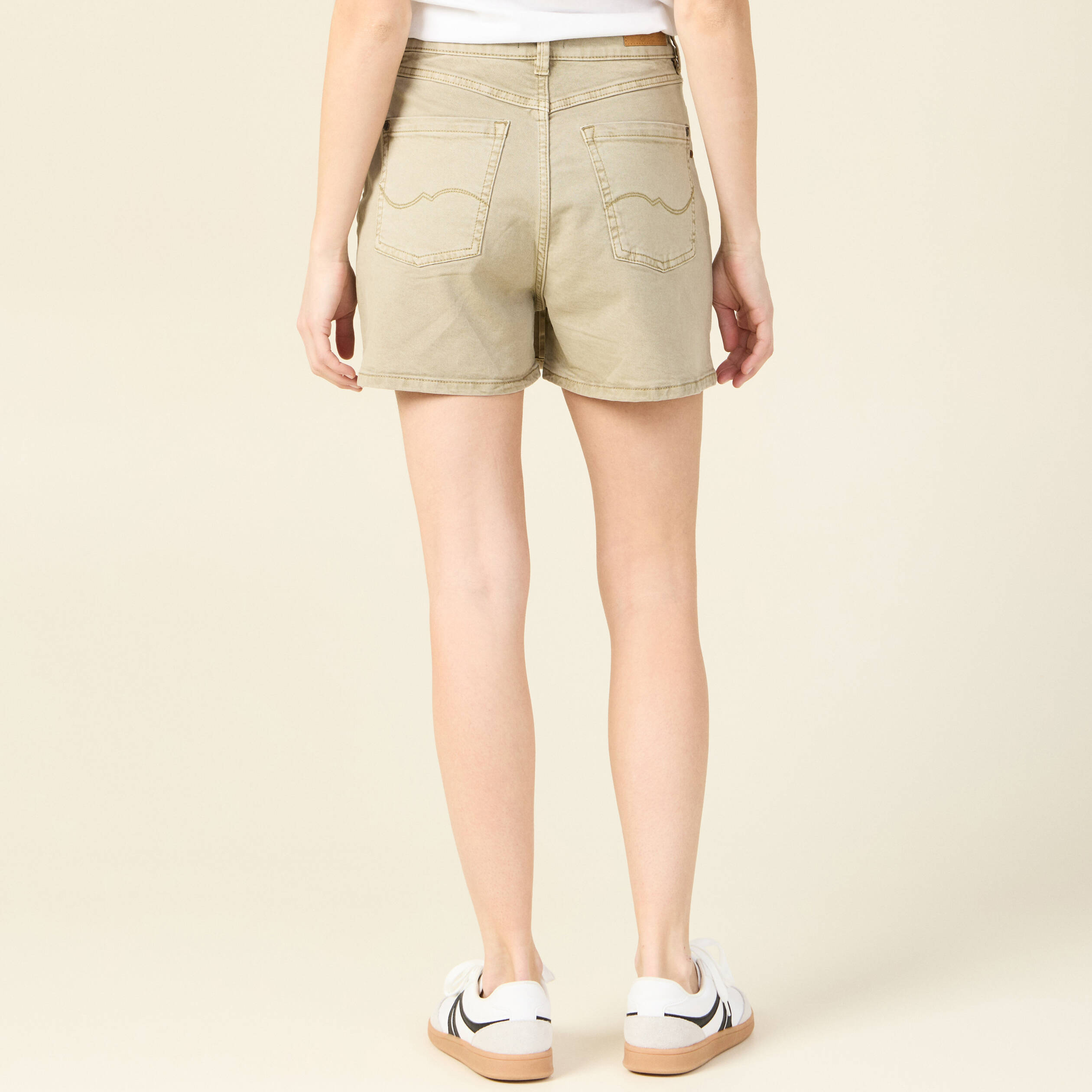 jupe short droite en jean vert kaki femme Jupe-short droite en jean vert kaki femme