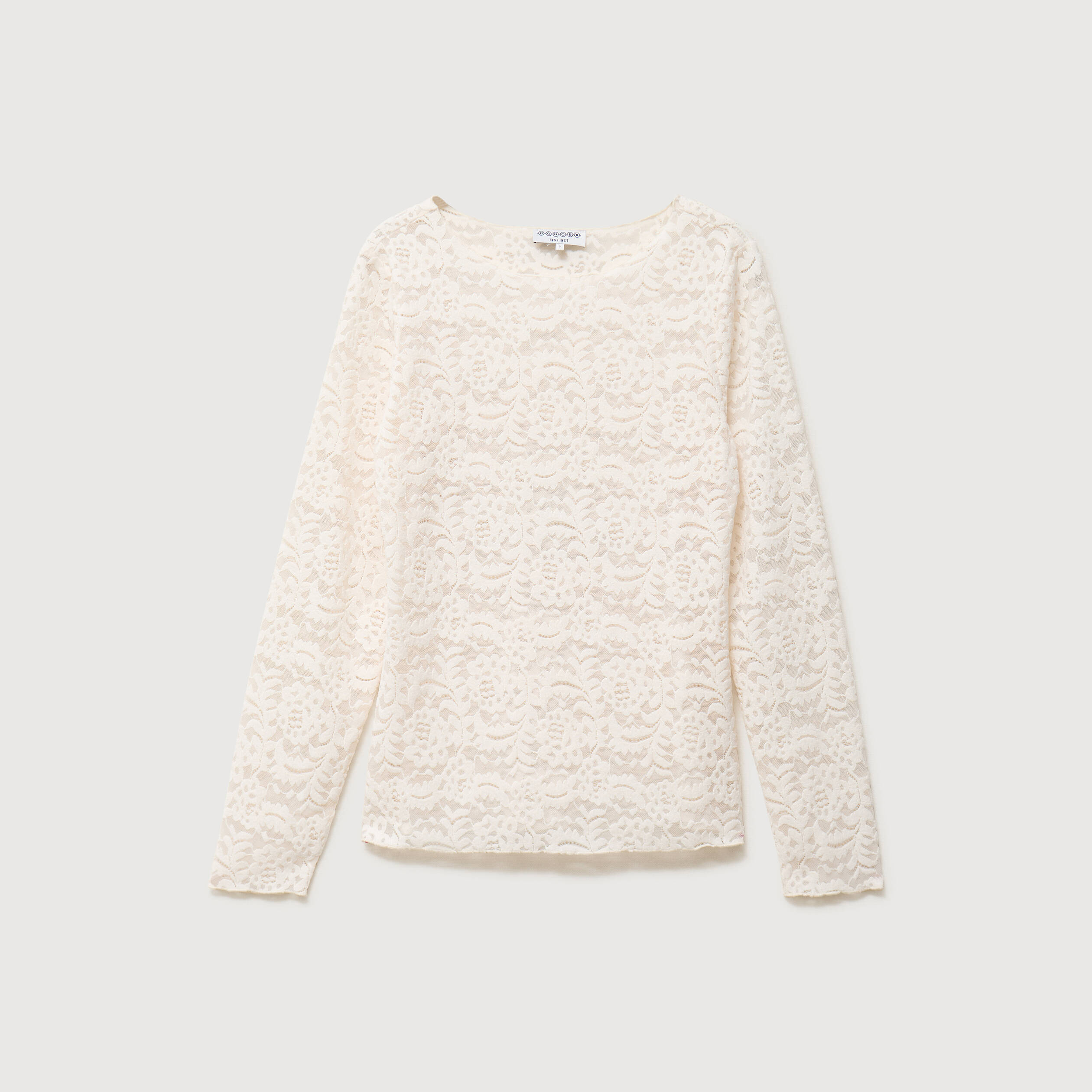 Blouse droite col bateau dentelle ivoire femme