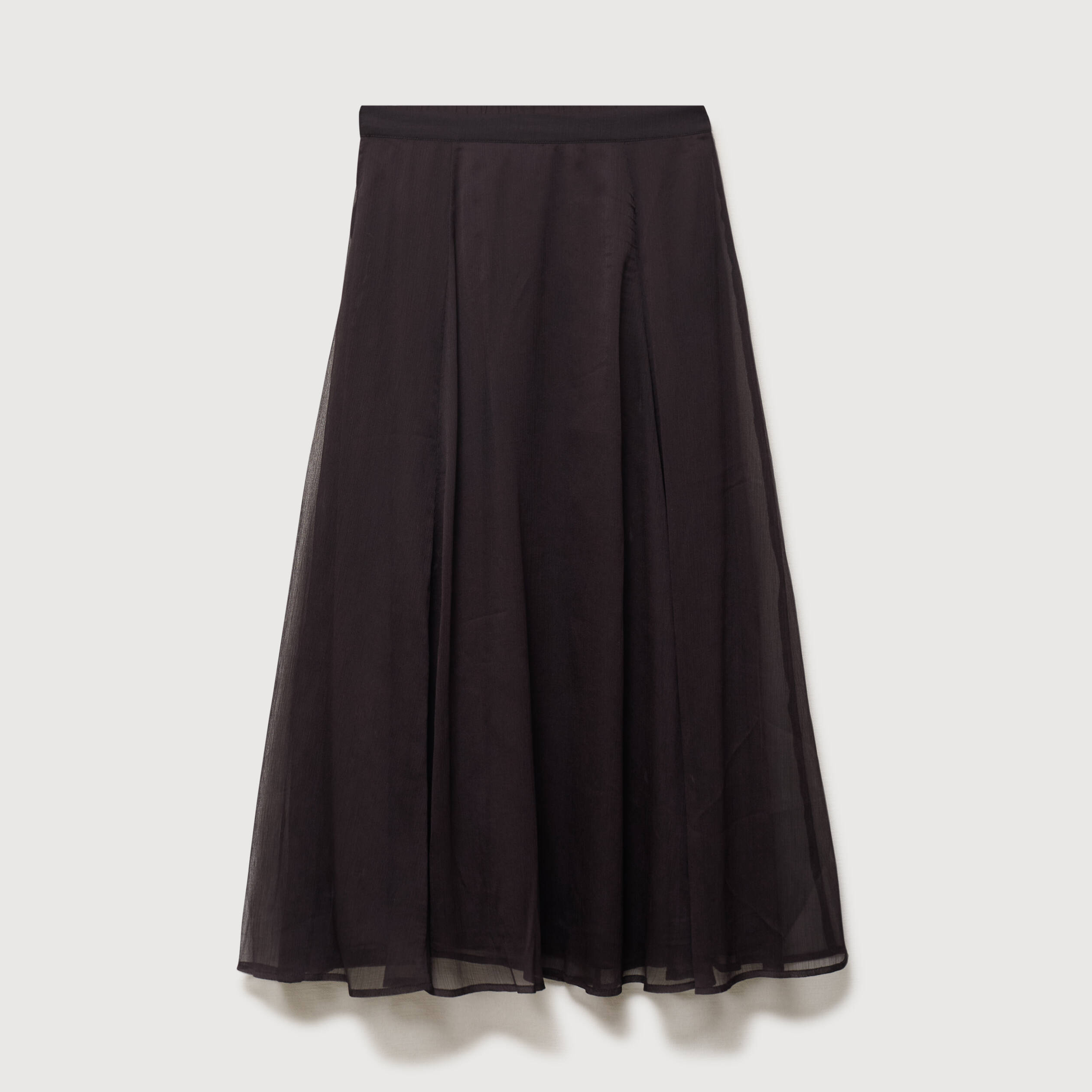 Jupe en voile doubl&eacute;e marron fonc&eacute; femme