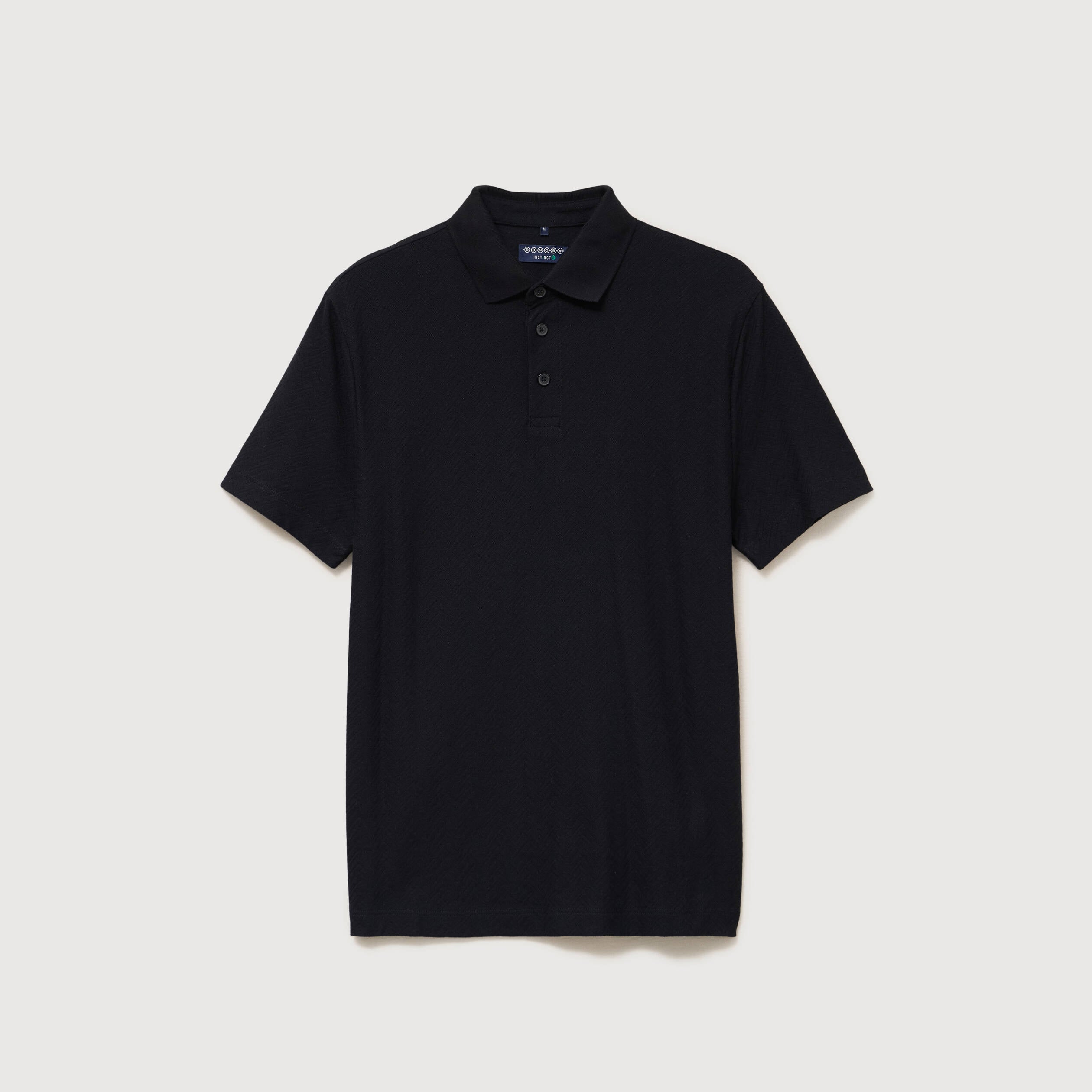Polo droit en coton manches courtes noir homme
