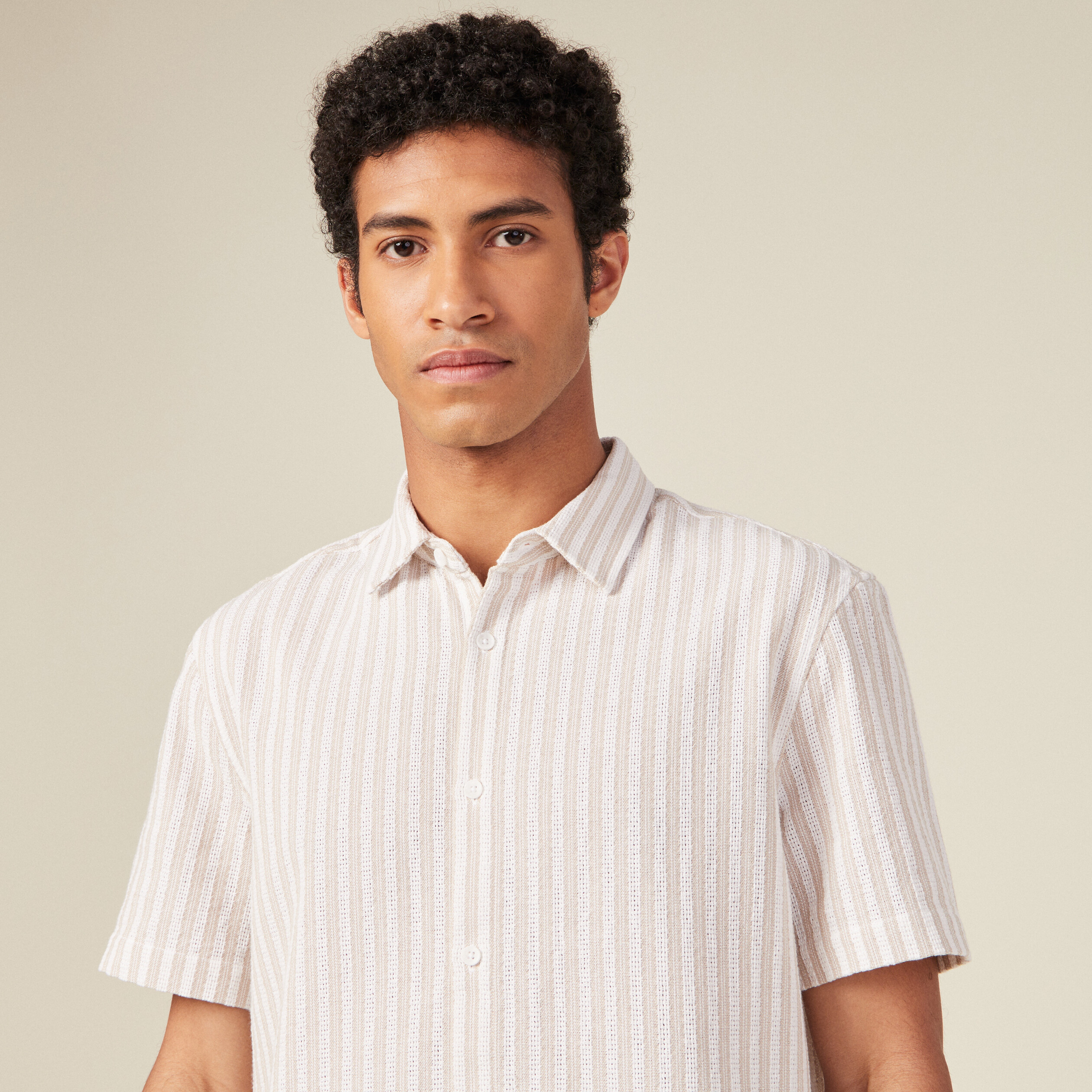 Chemise manches courtes beige homme