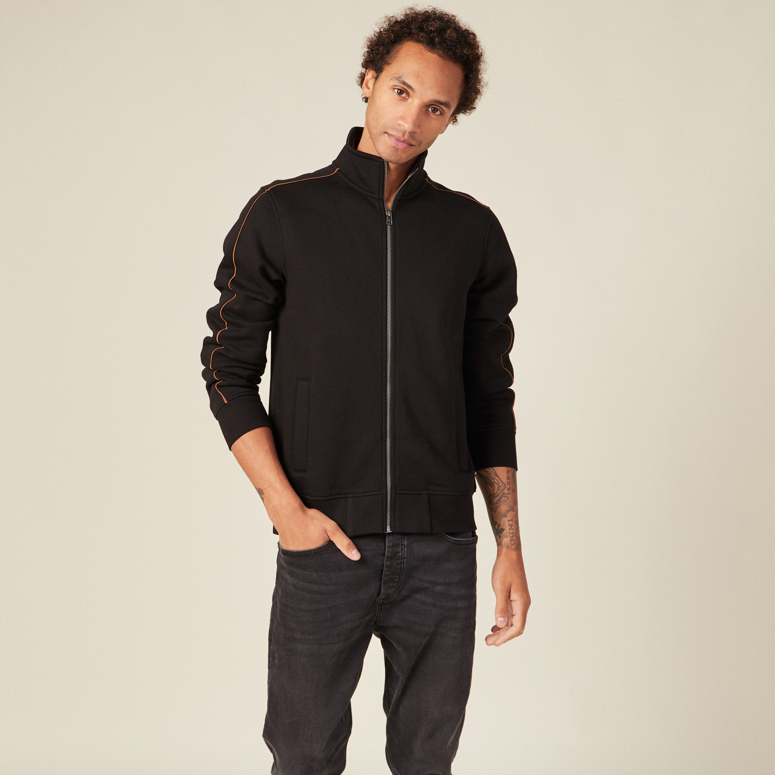 Gilet zippé col montant noir homme
