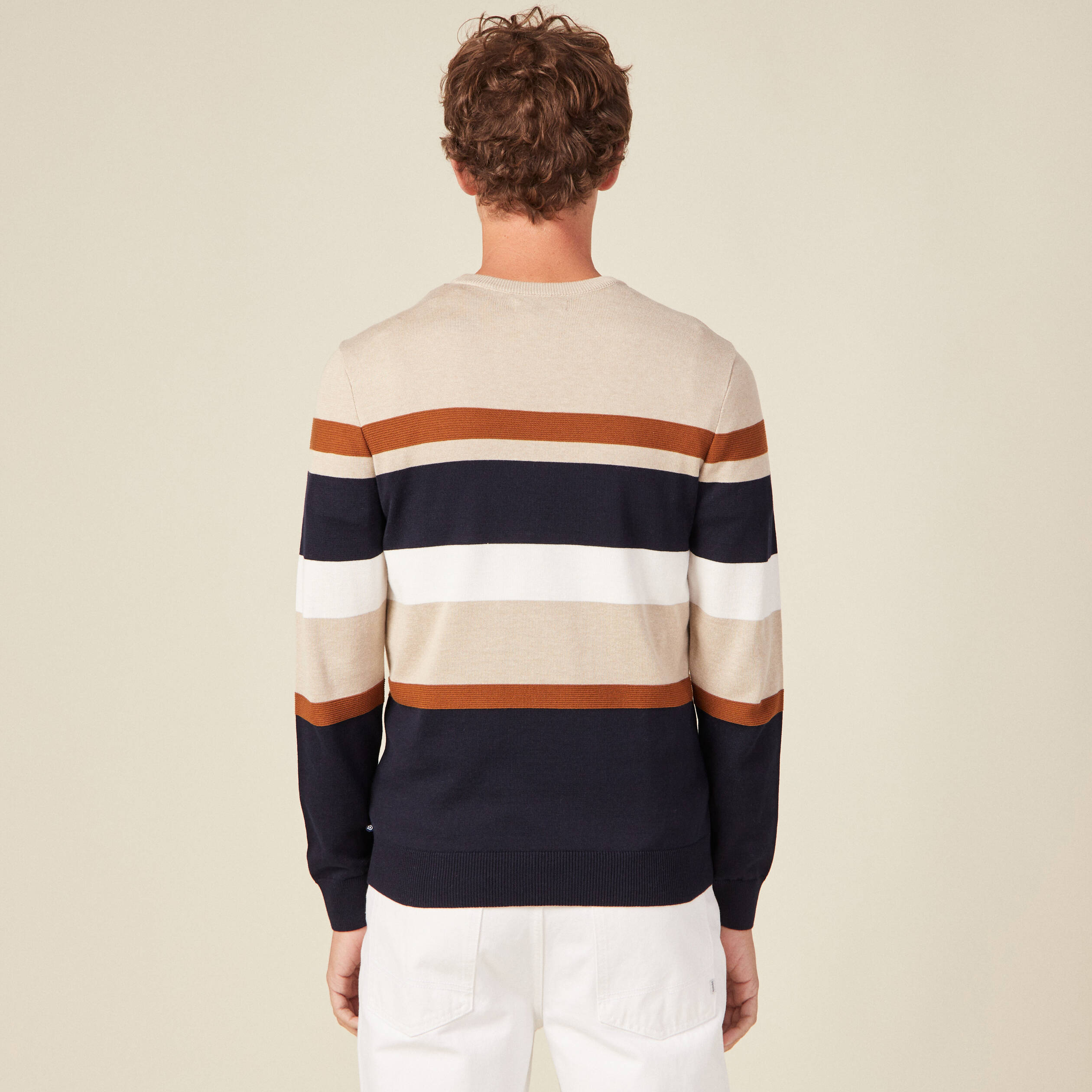 Pull manches longues marron homme