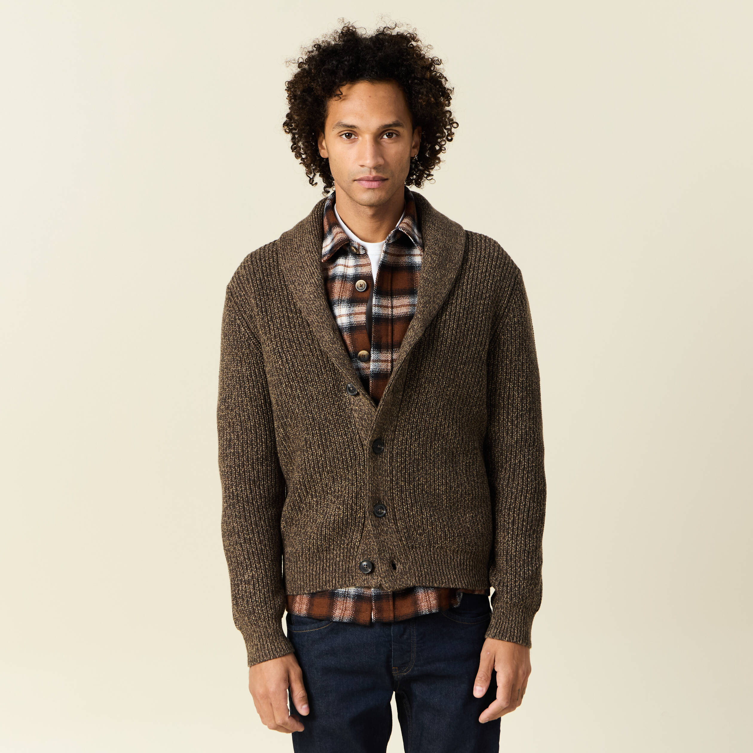 Gilet manches longues marron homme