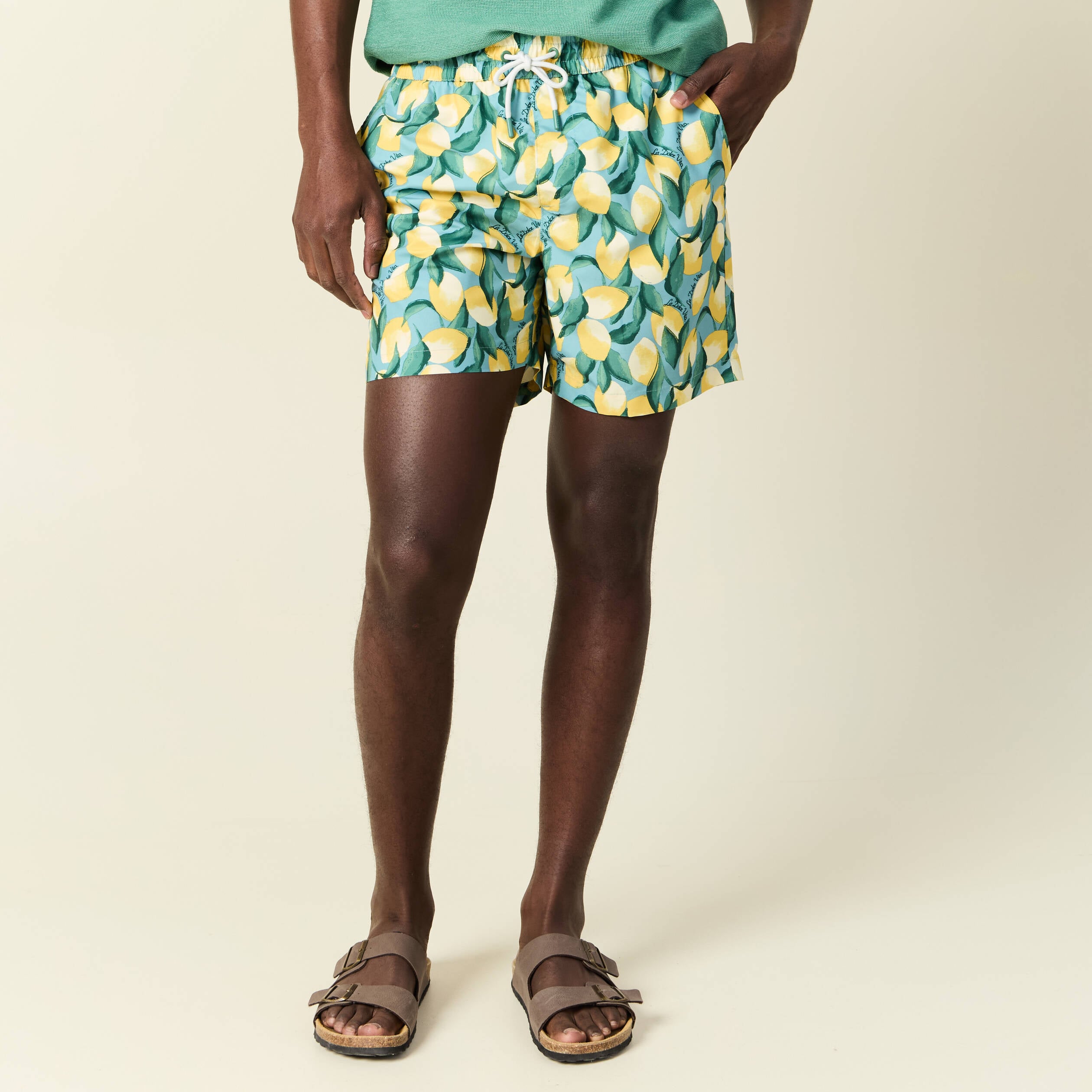 Short de bain bleu gris homme