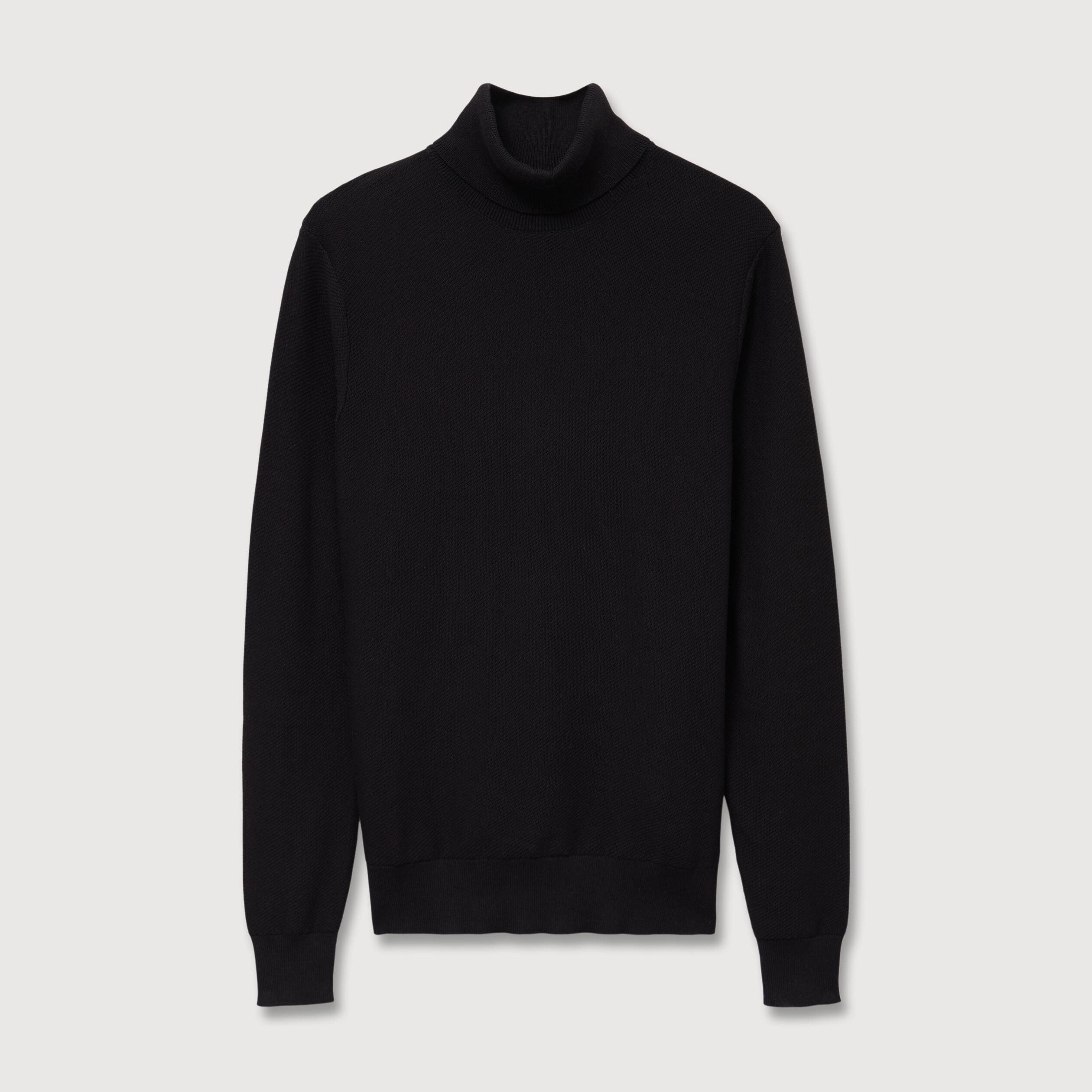 Pull fin col montant manches longues noir homme