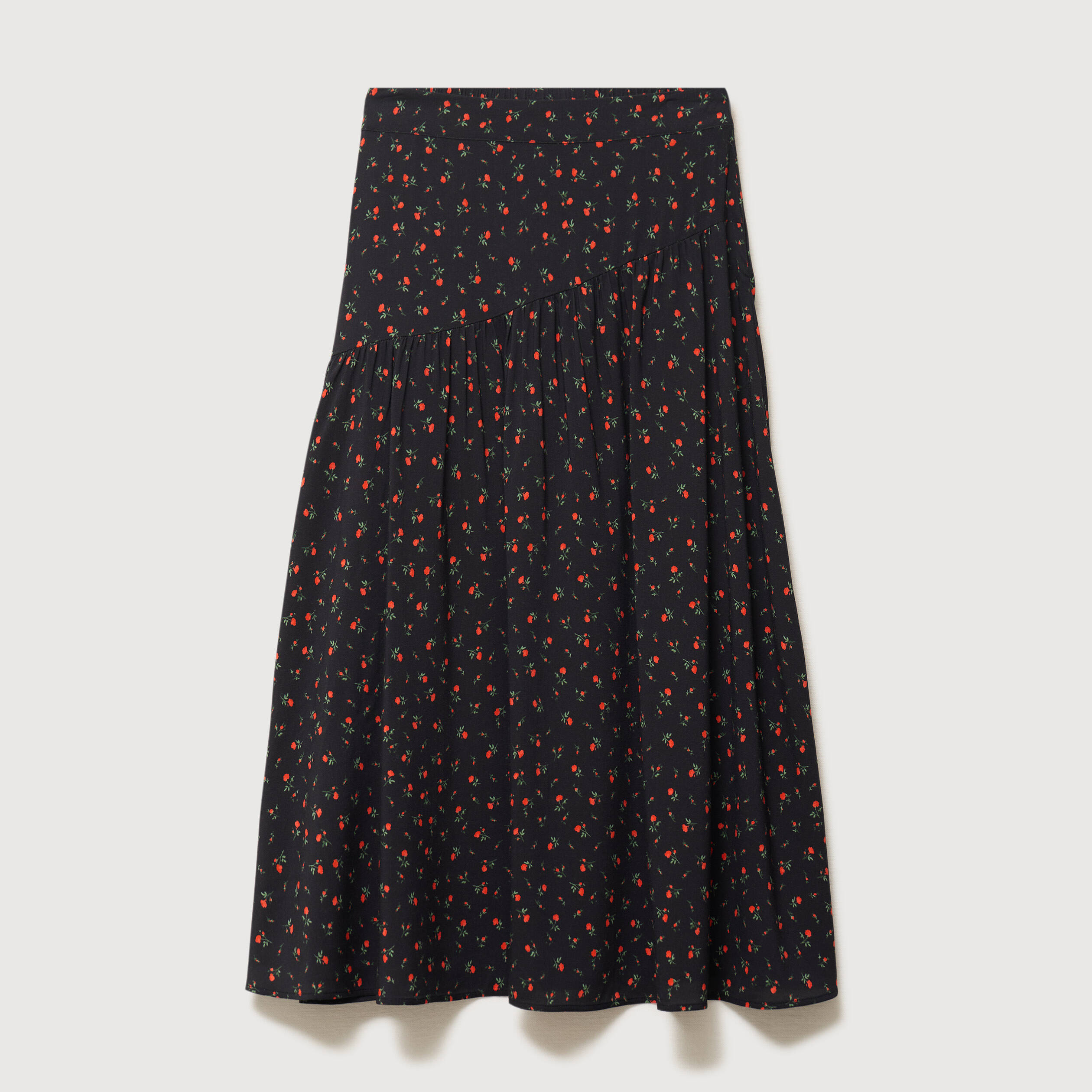 Jupe longue droite taille haute noir femme