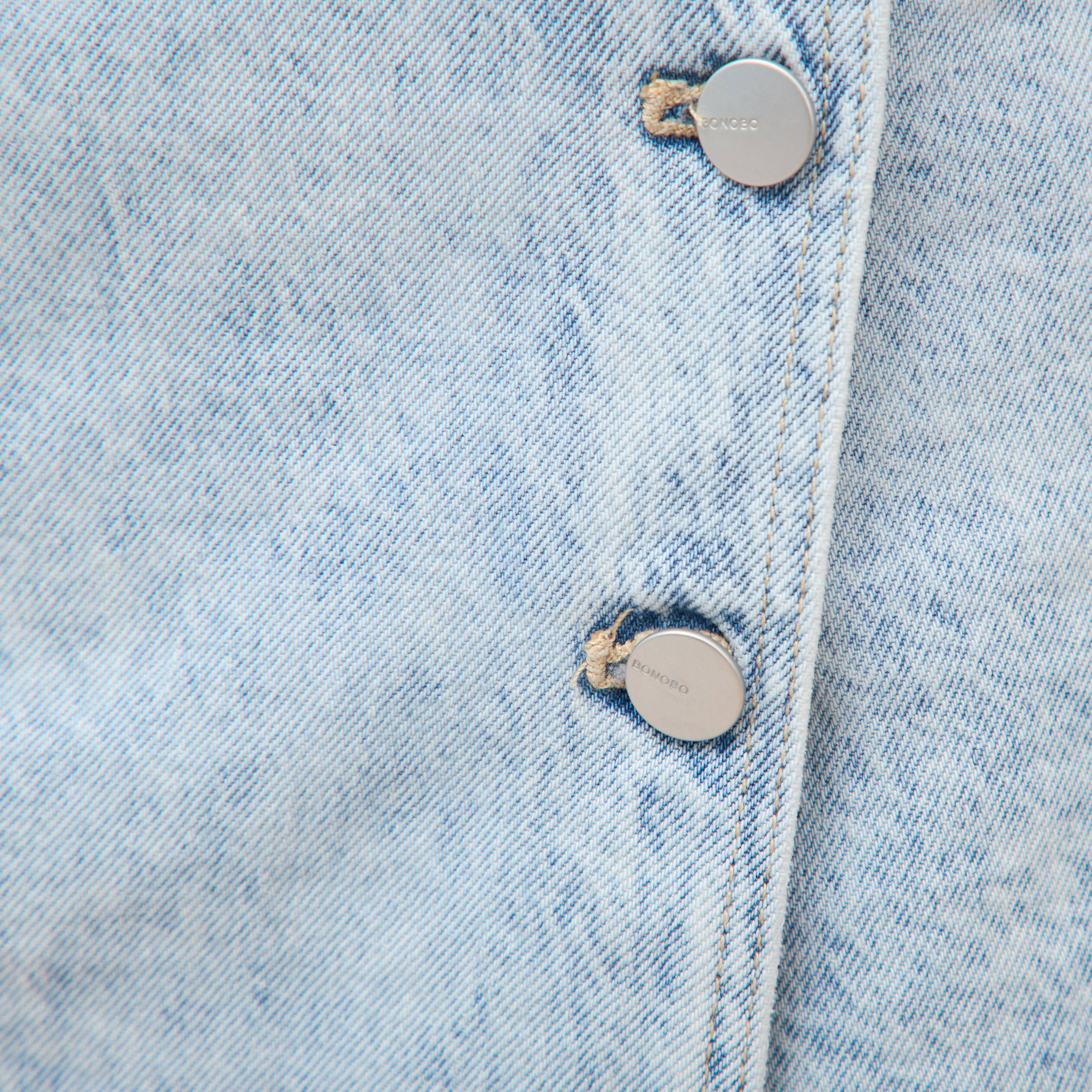 Jupe-short taille haute en jeans denim snow bleu femme