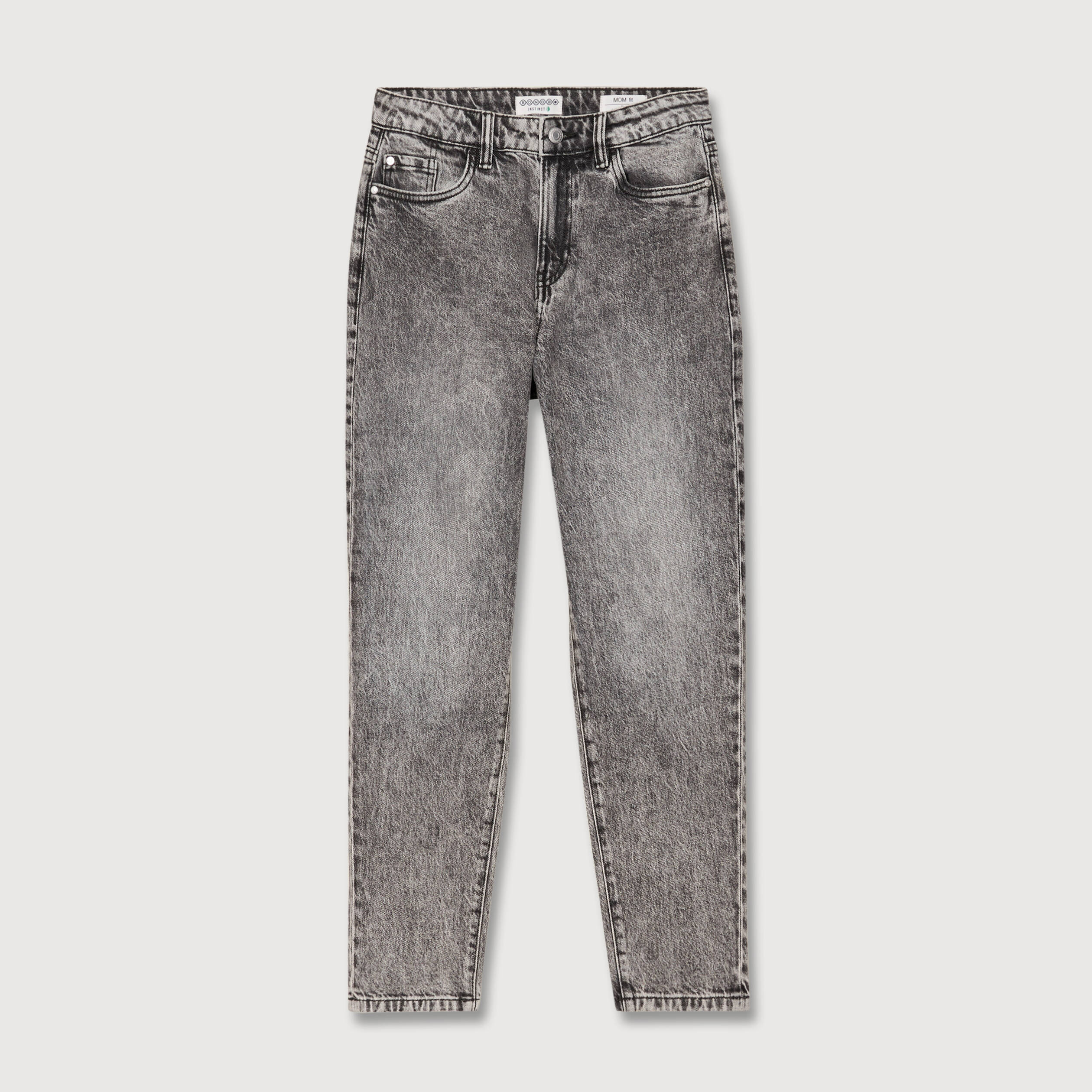 Jeans mom 7/8&egrave;me denim snow gris femme