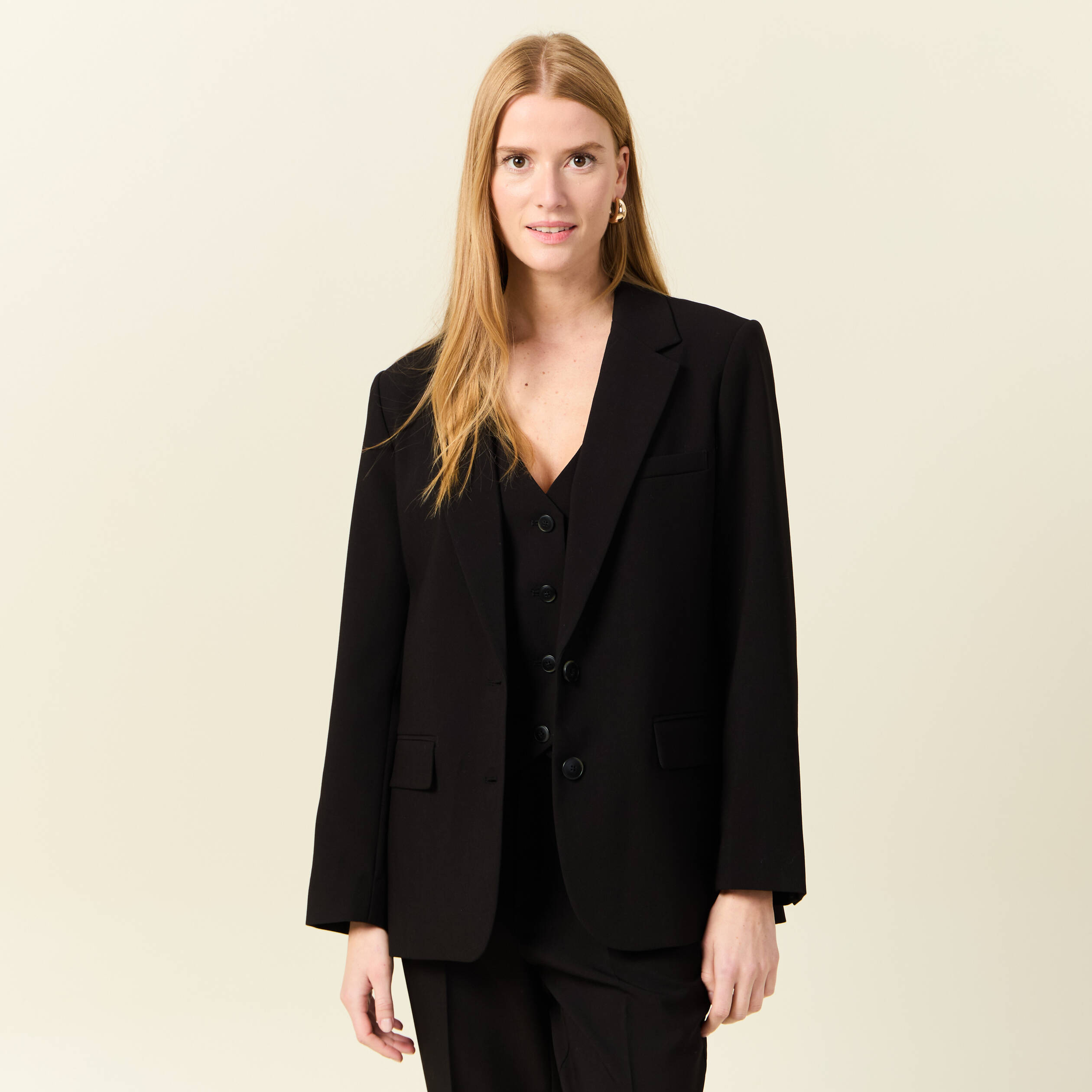 Veste blazer droite noir femme