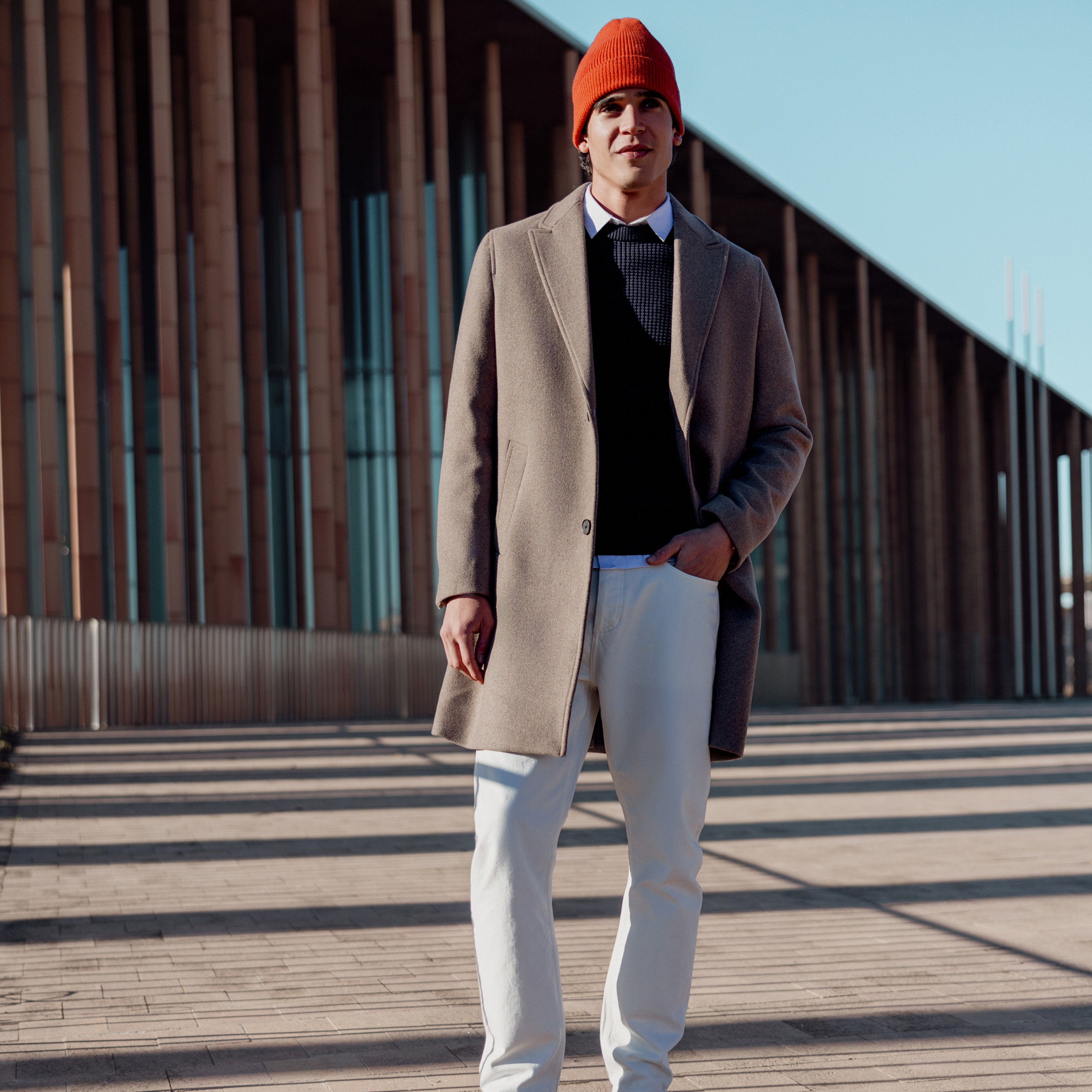 Manteau avec capuche amovible vert kaki homme