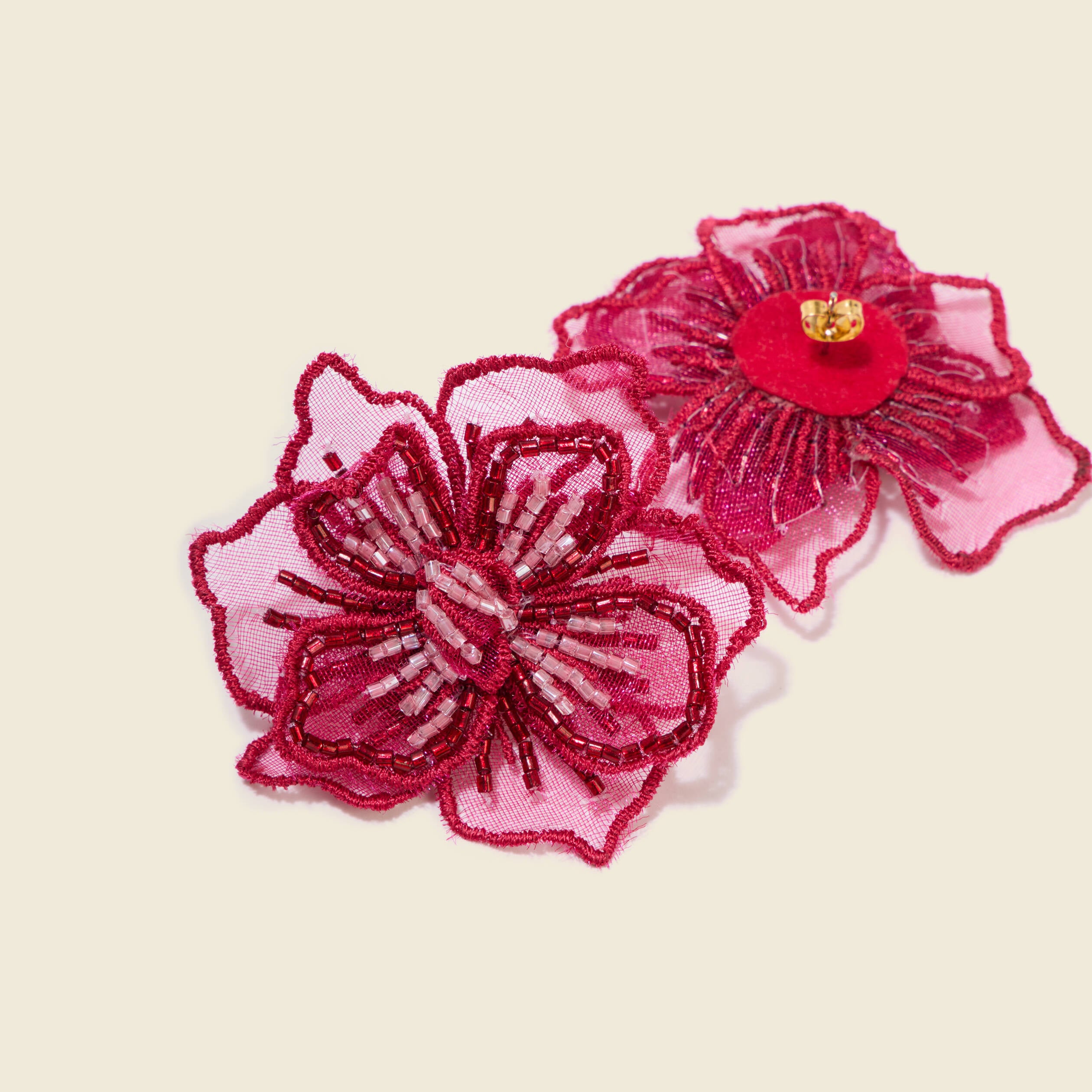 Boucles d'oreilles bordeaux femme