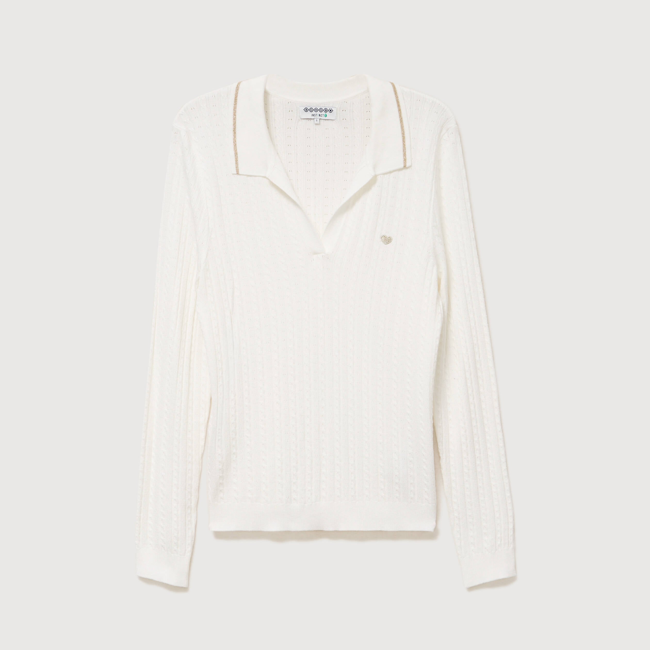 Pull droit manches longues ecru femme