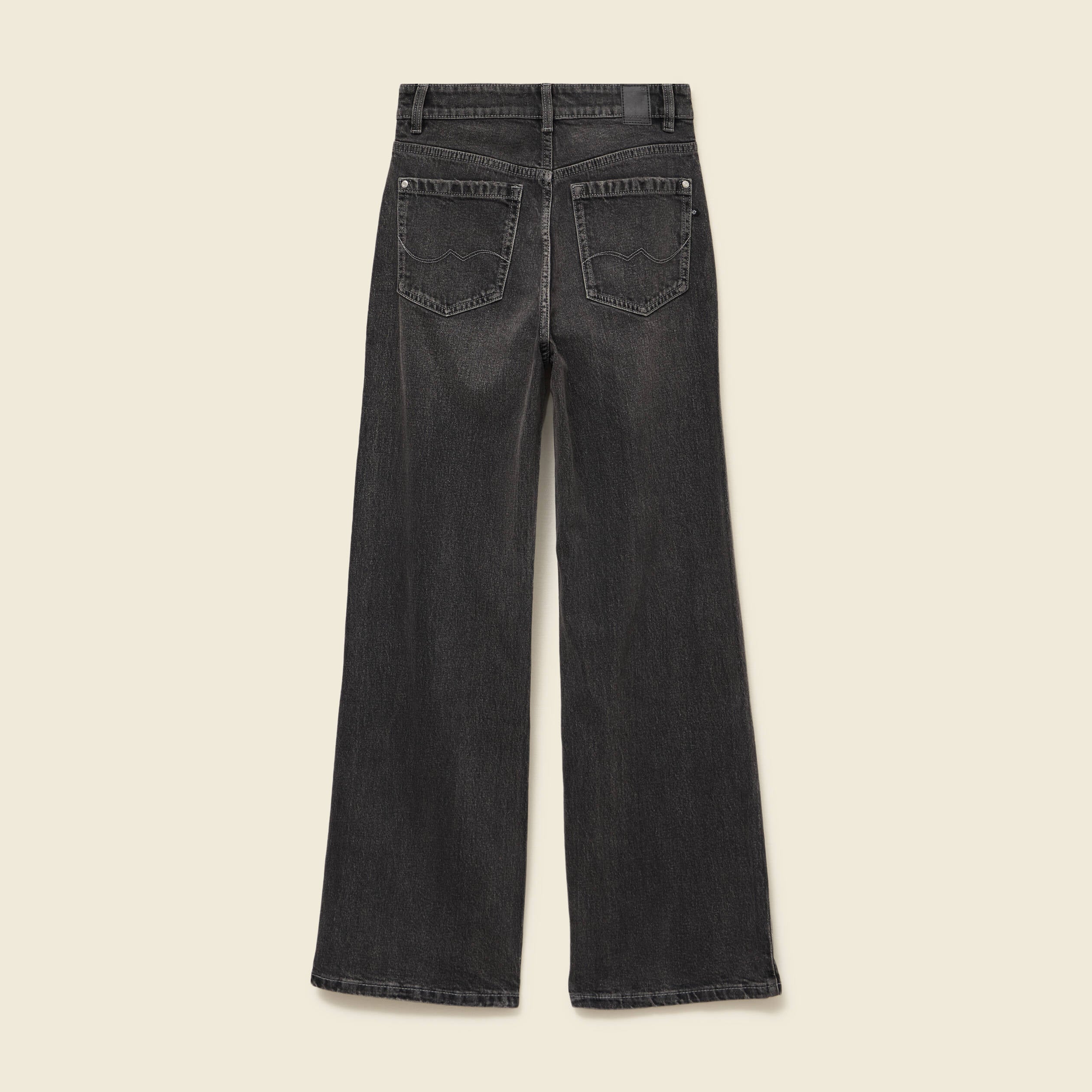 Jeans large taille haute denim snow gris femme