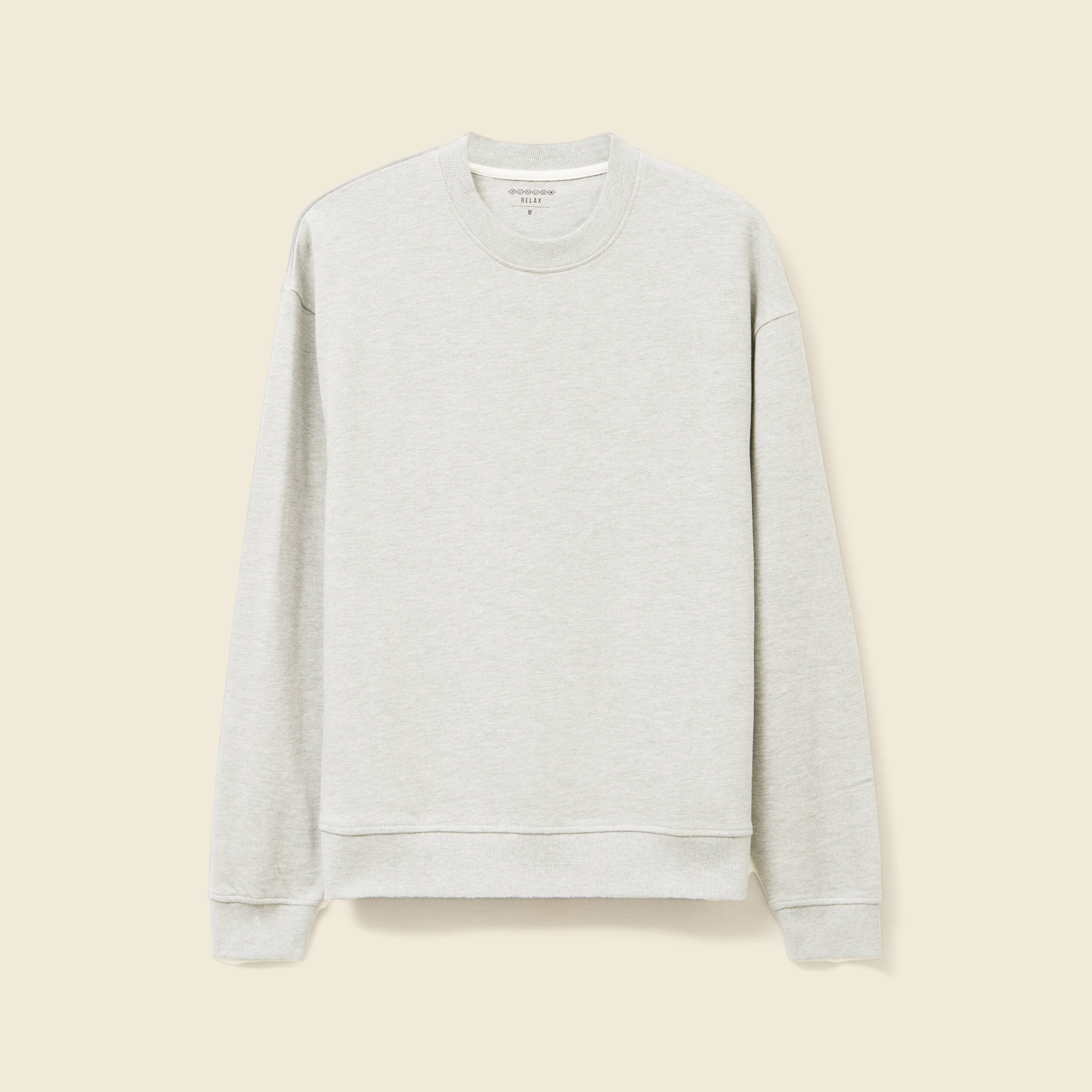 Sweat col rond manches longues en coton gris homme