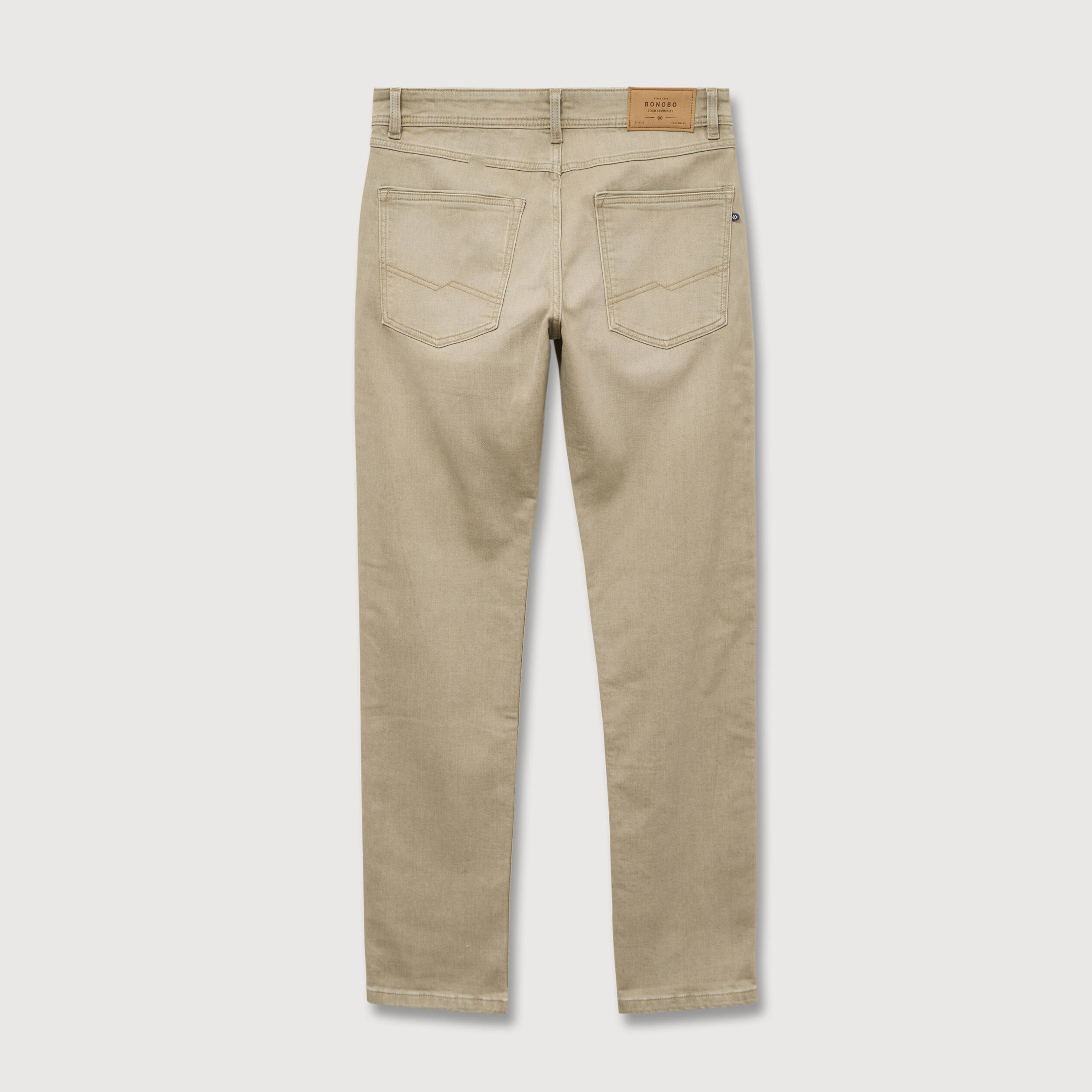 Jeans straight longueur 34 denim vert kaki homme
