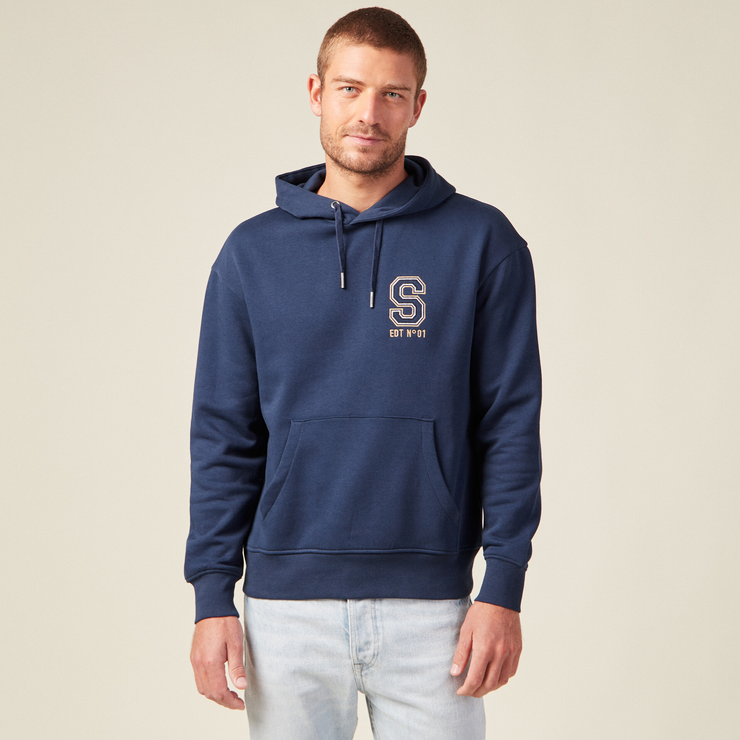 Sweat à capuche bleu marine homme