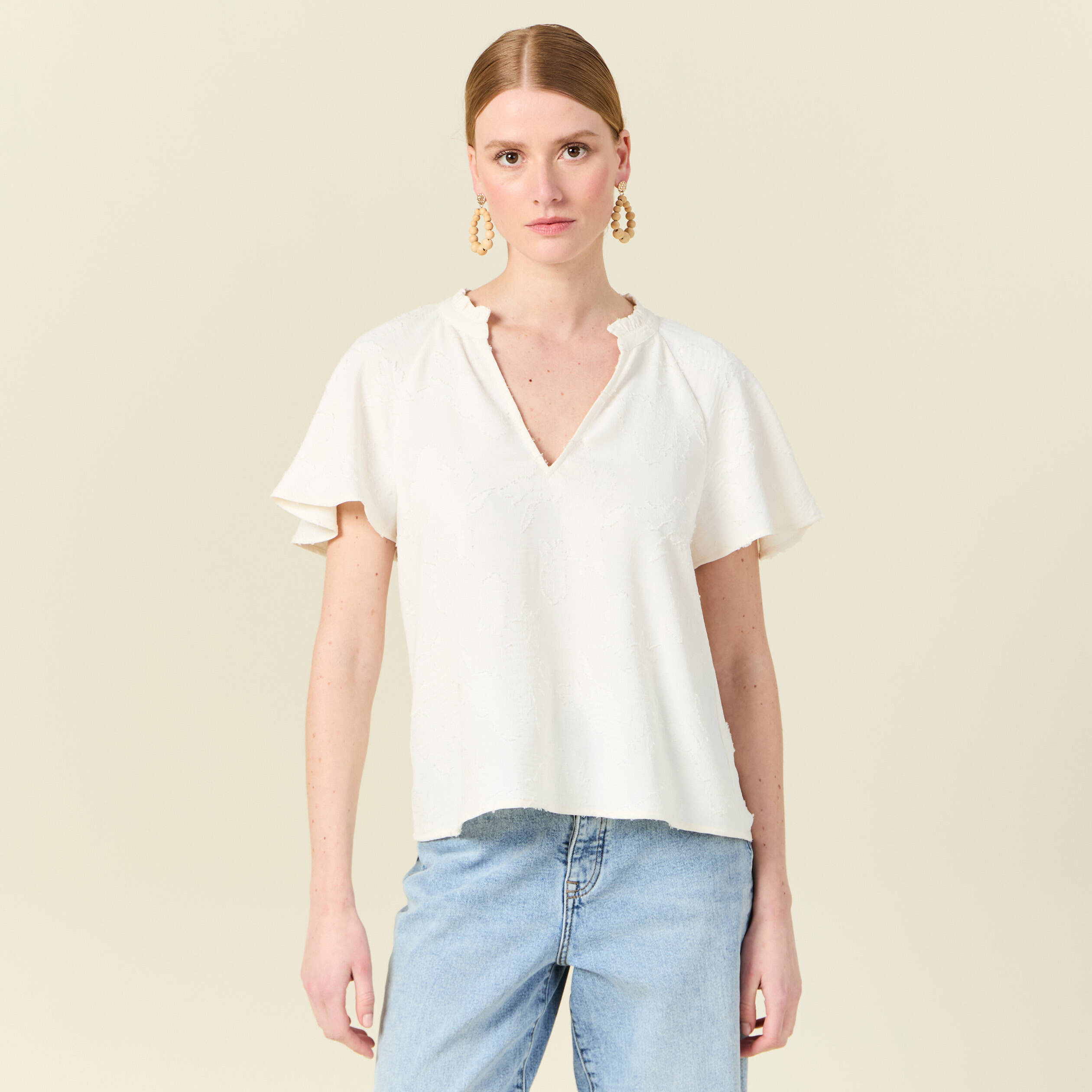 Blouse manches courtes blanc femme