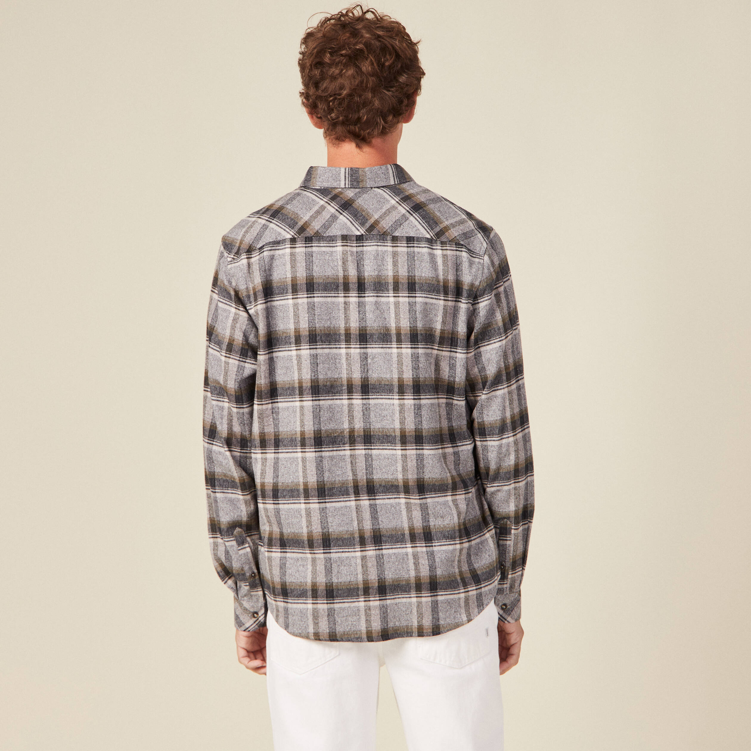 Chemise manches longues vert kaki homme