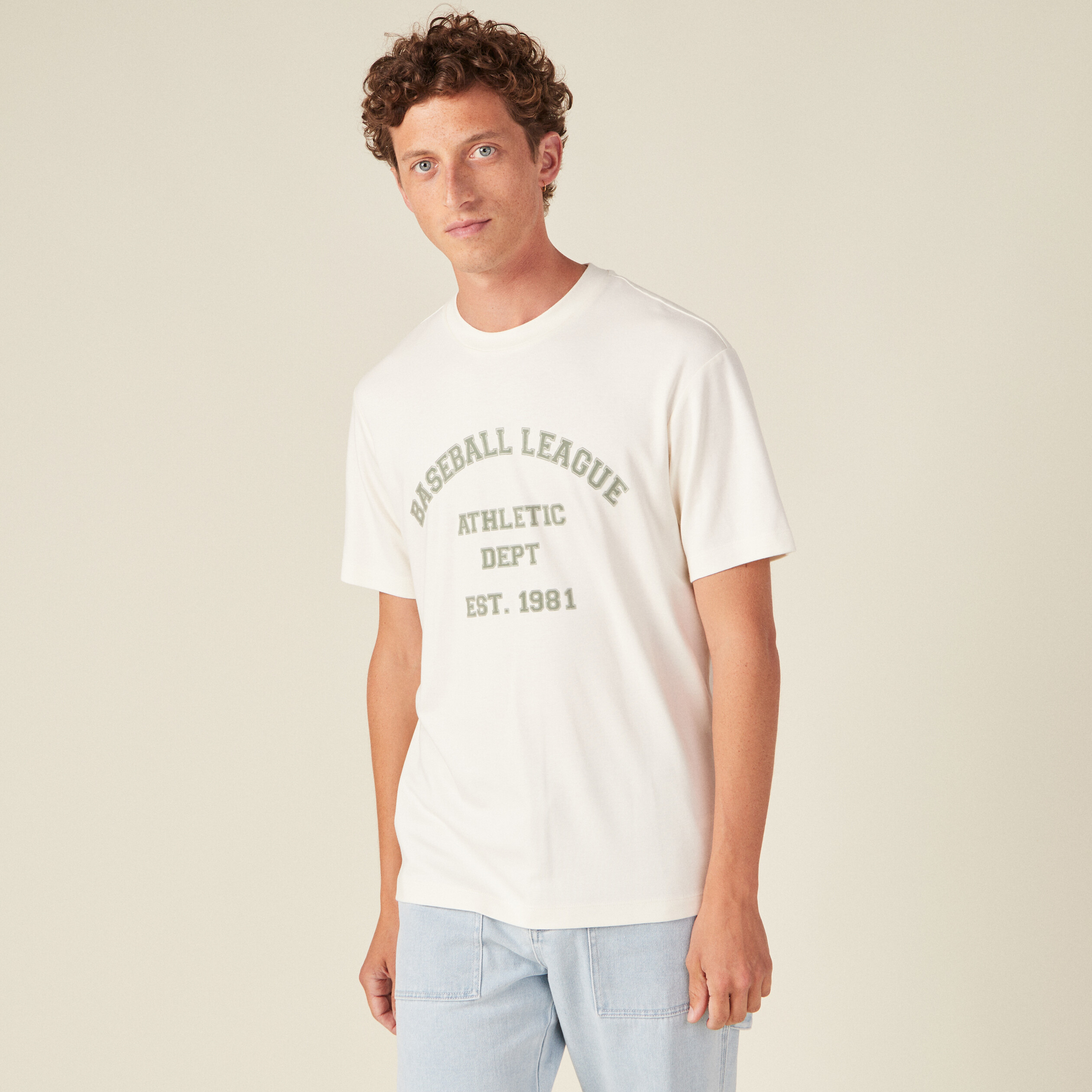 T-shirt manches courtes ecru homme