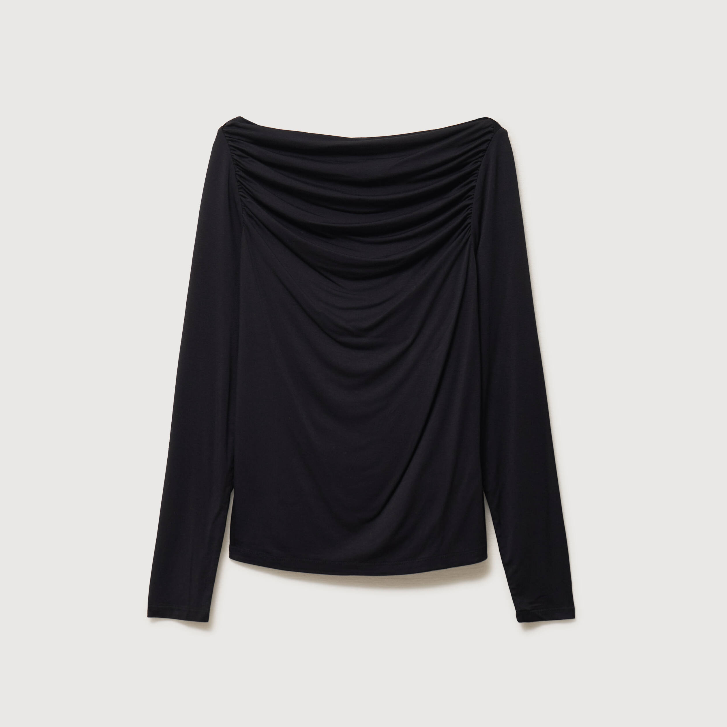 T-shirt ajust&eacute; manches longues bardot noir femme