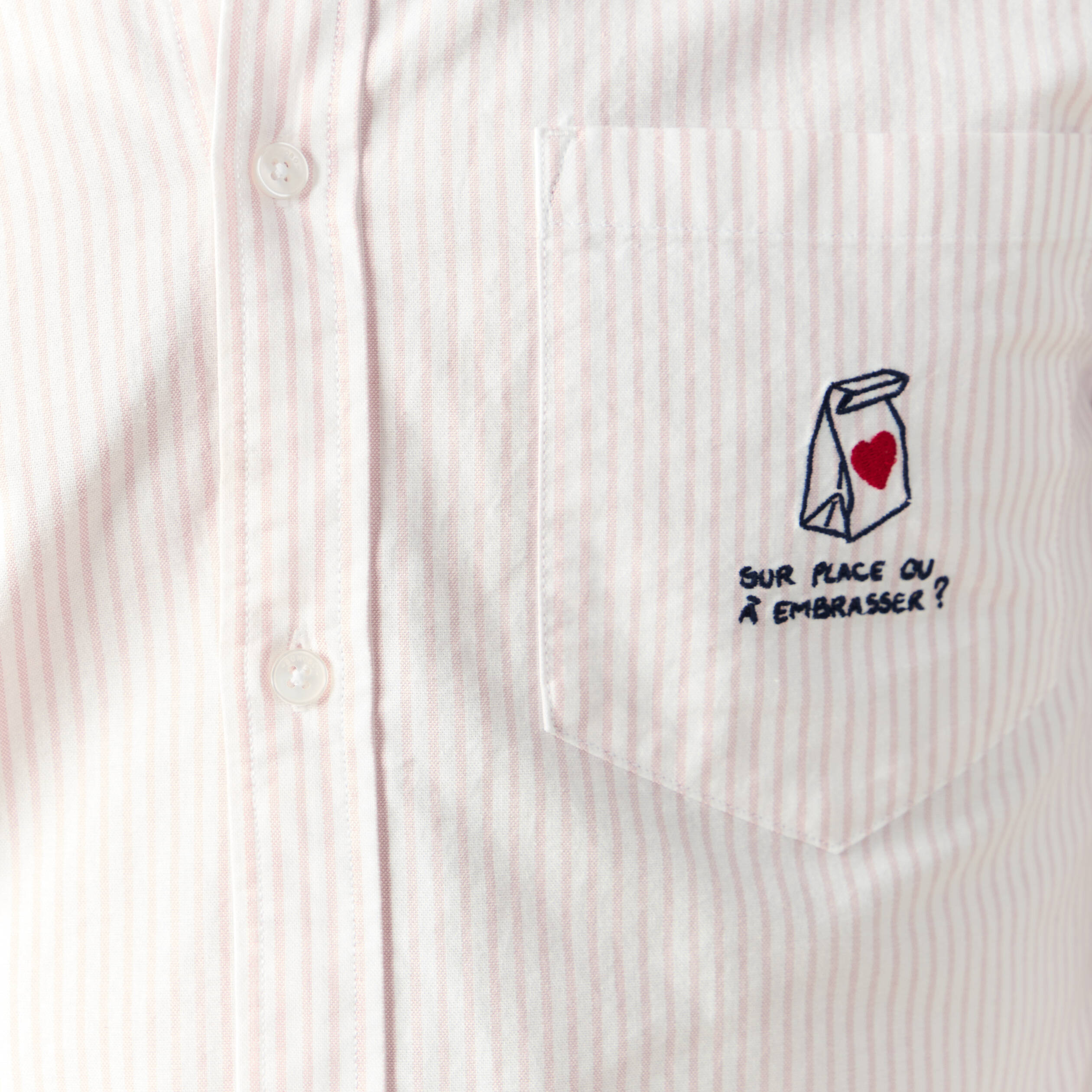 Chemise droite en coton rose poudr&eacute;e homme