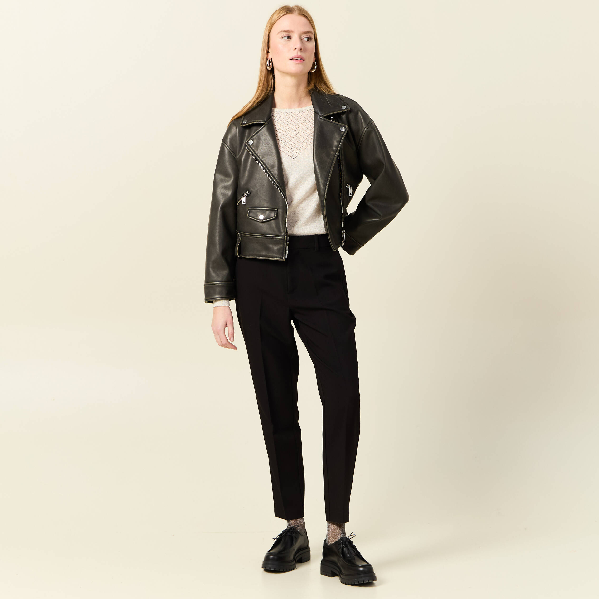 pull manches longues ajoure creme femme Pull manches longues ajouré creme femme