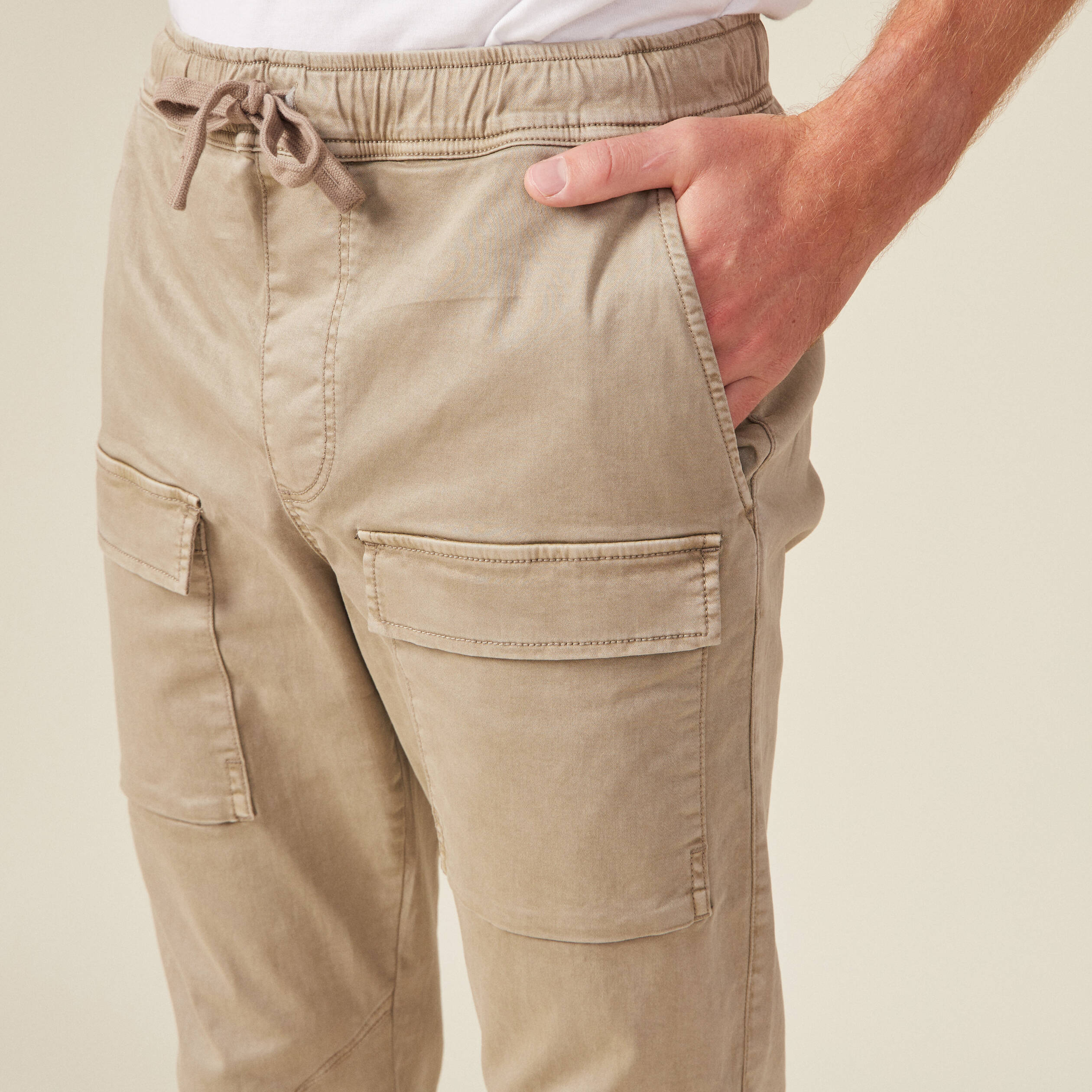 Pantalon battle élastiqué vert kaki homme