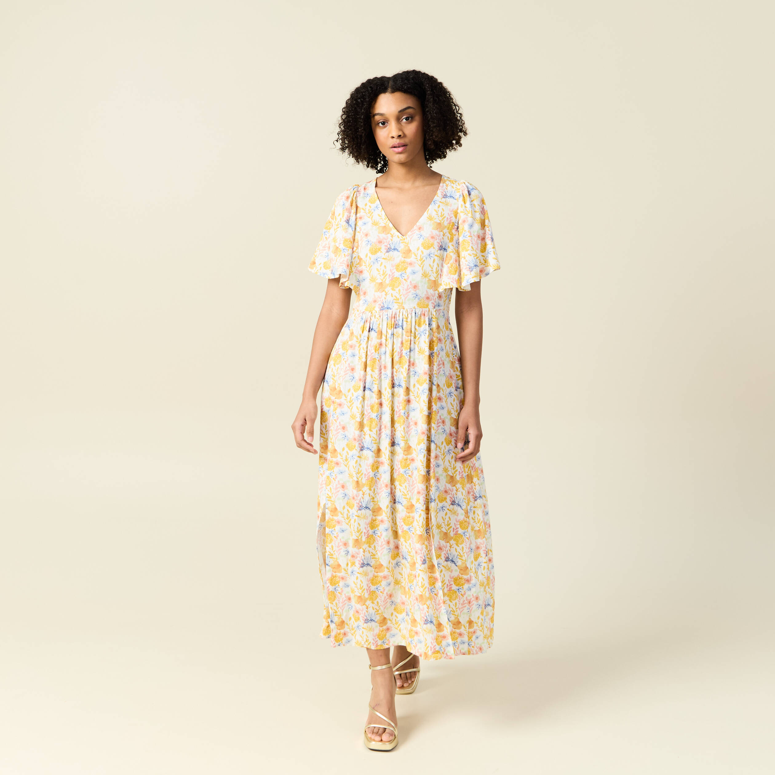 robe longue evasee multicolore femme Robe longue évasée multicolore femme