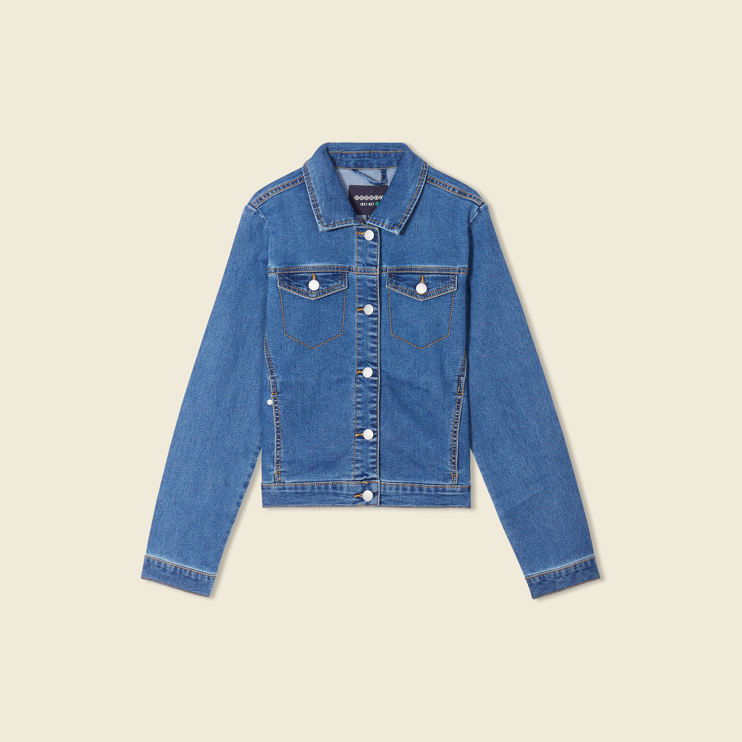 Veste ajust&eacute;e en jeans manches longues denim stone femme