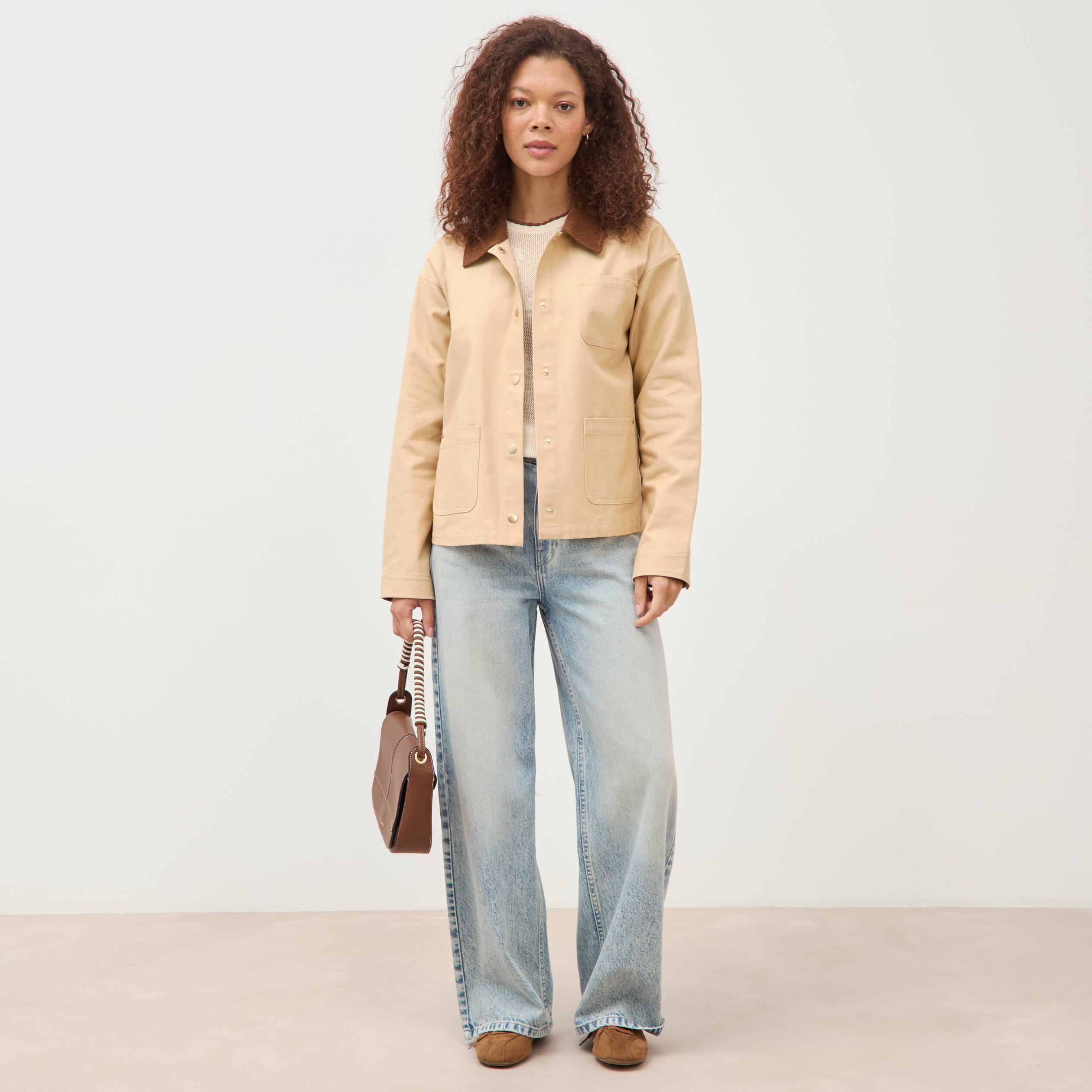 Jeans loose taille standard bleu femme