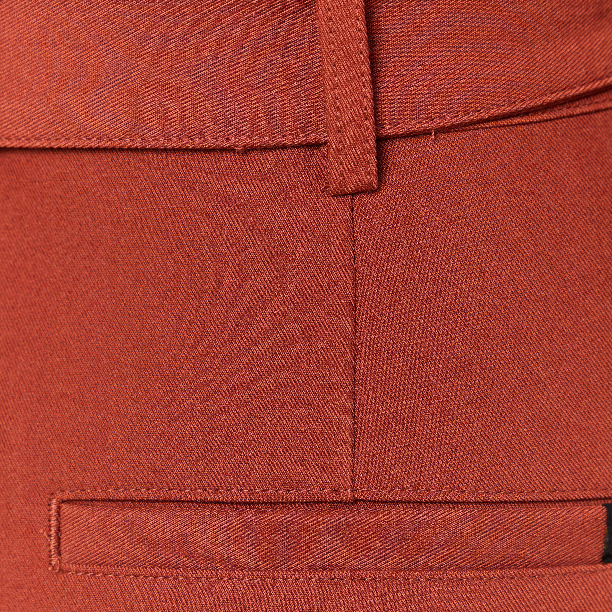 Pantalon carotte taille haute marron cognac femme