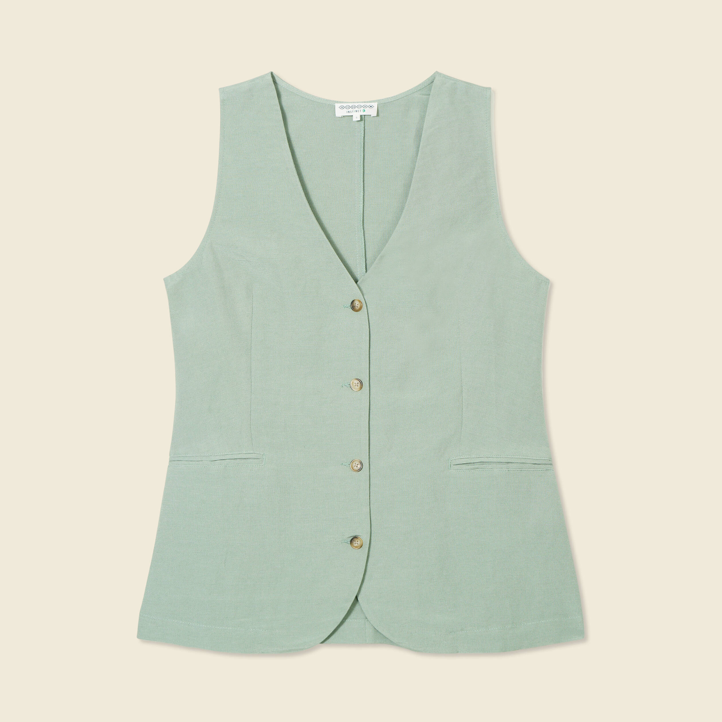 Veston sans manches vert kaki femme
