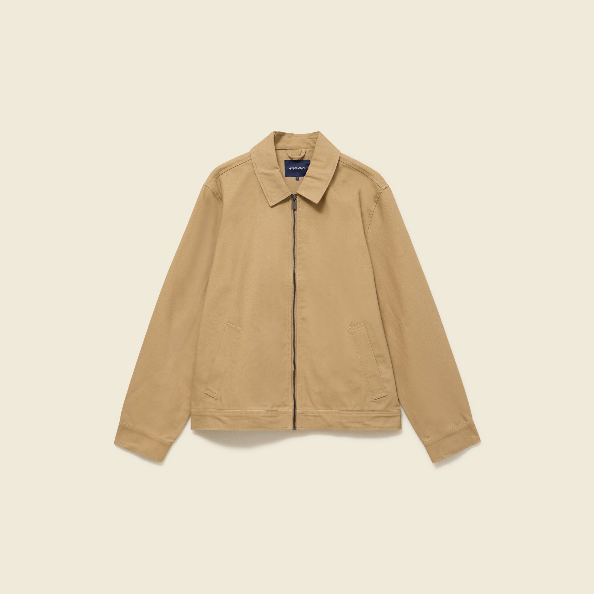 Blouson droit court en coton beige homme