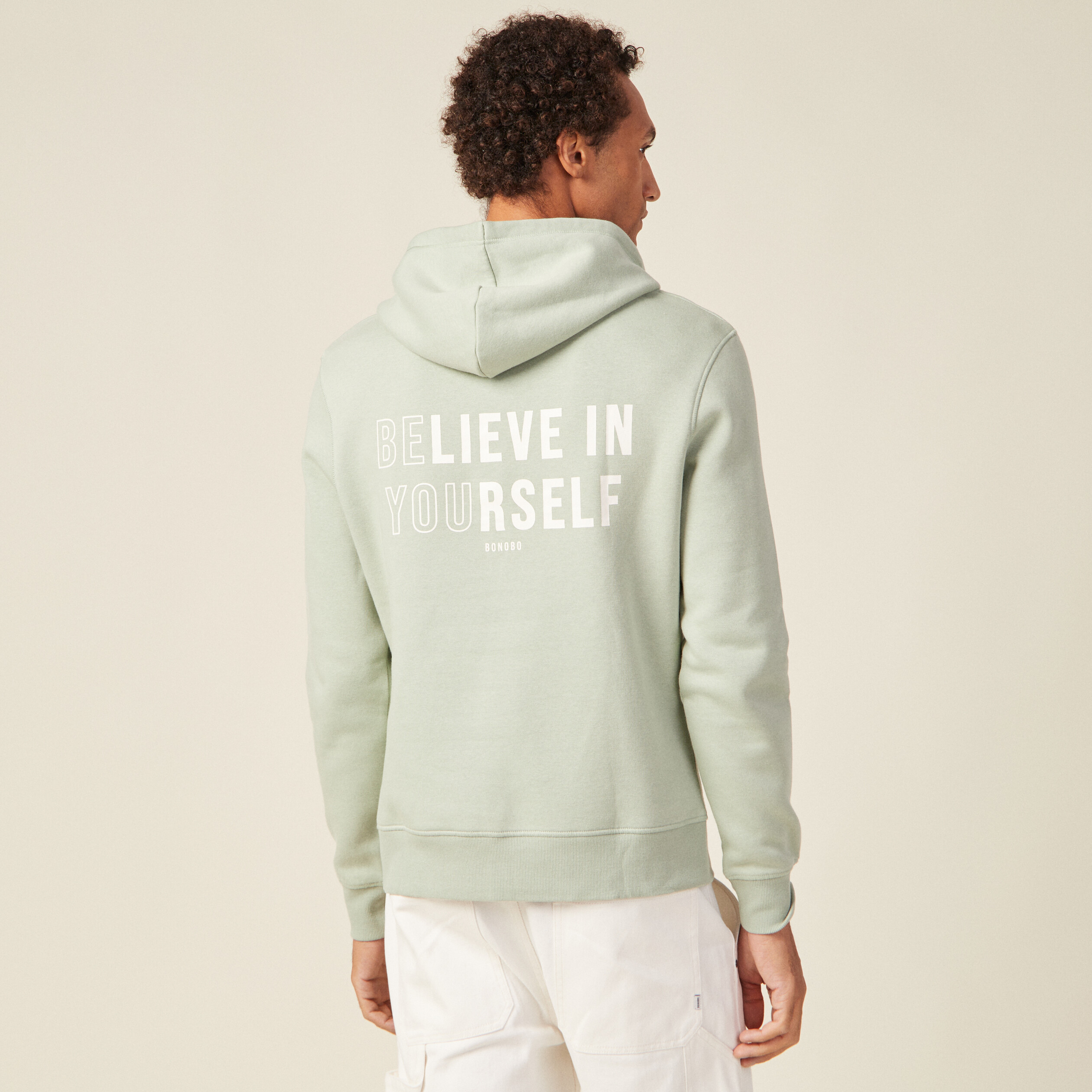 Sweat à capuche vert olive homme