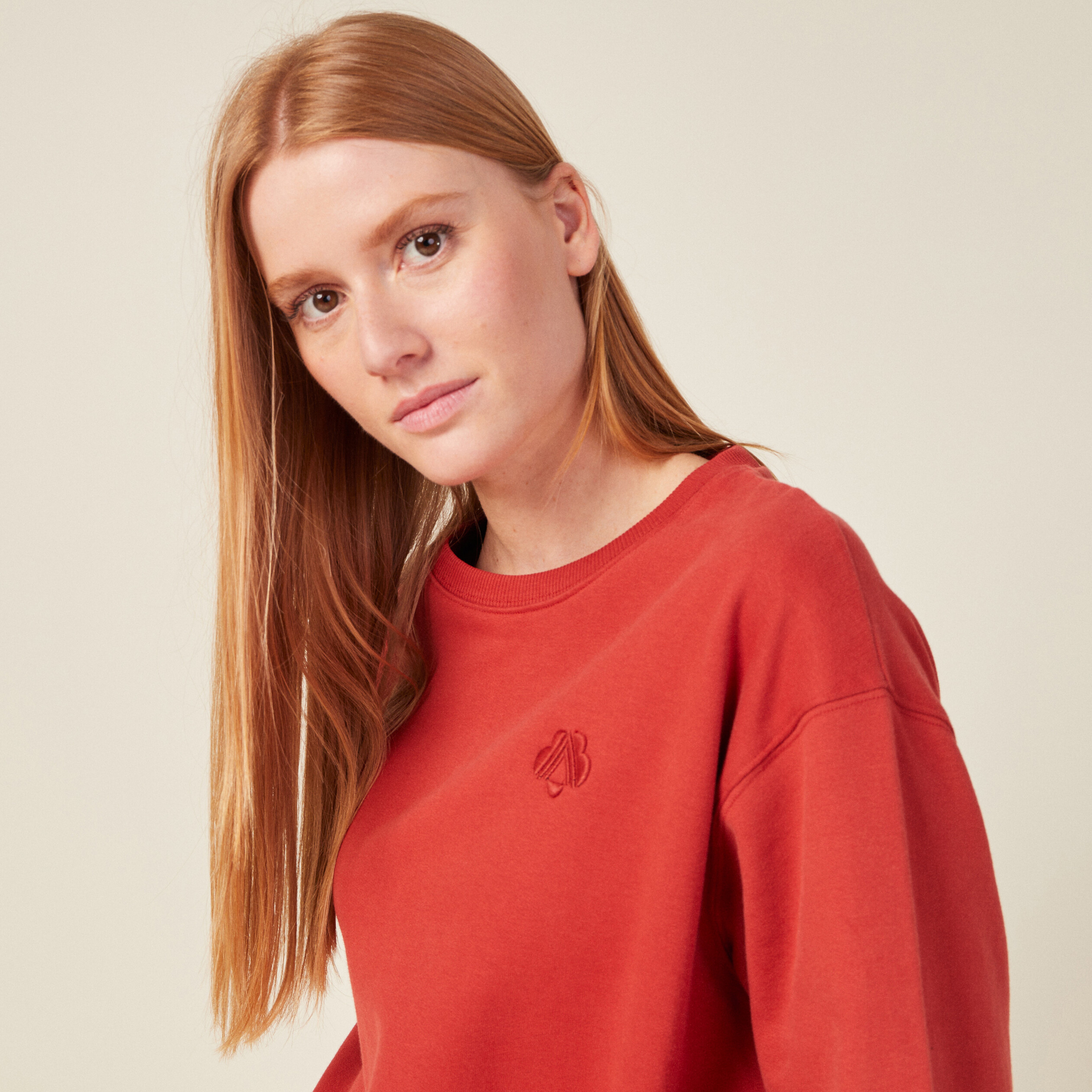 Sweat manches longues orange foncé femme