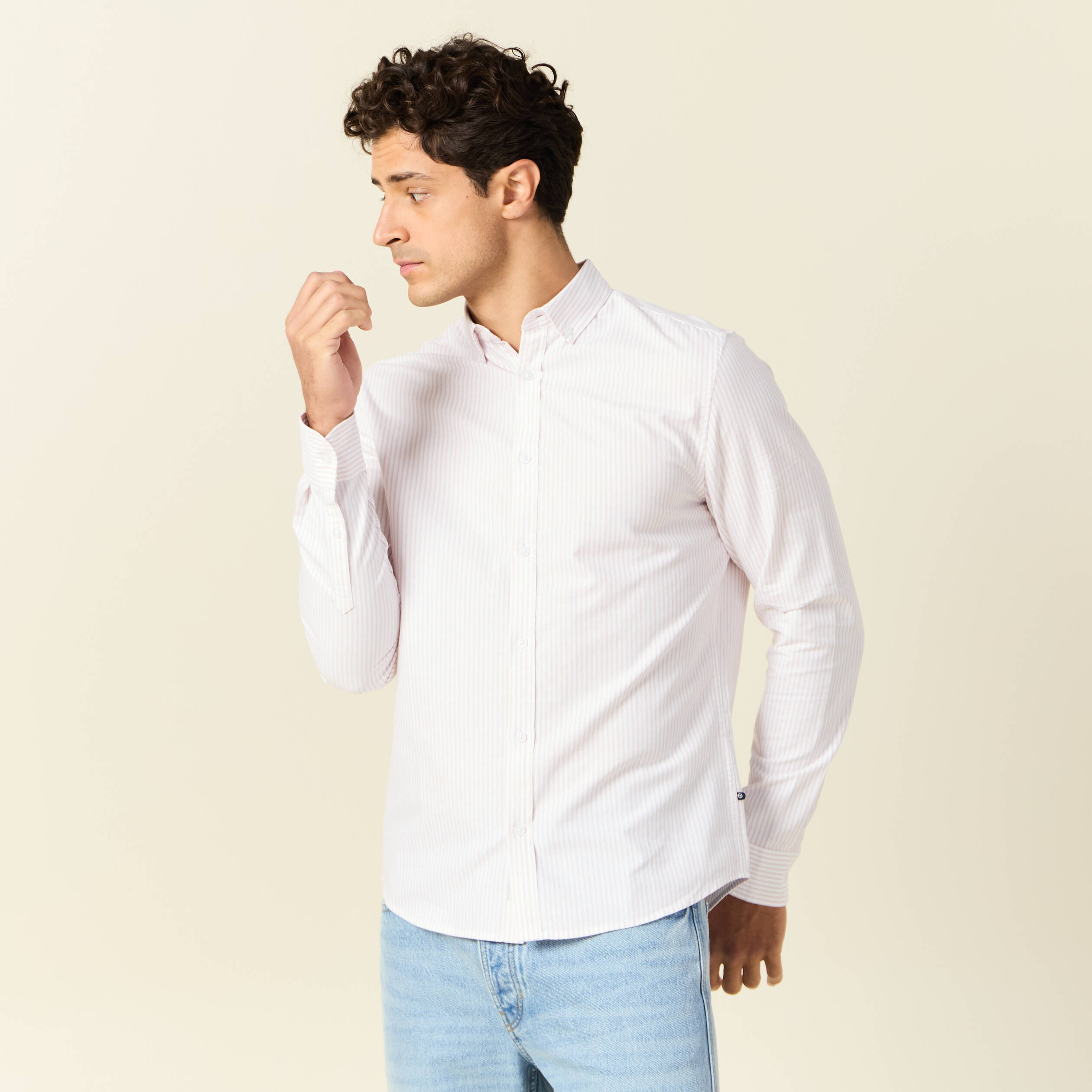 chemise manches longues rose pastel homme Chemise manches longues rose pastel homme