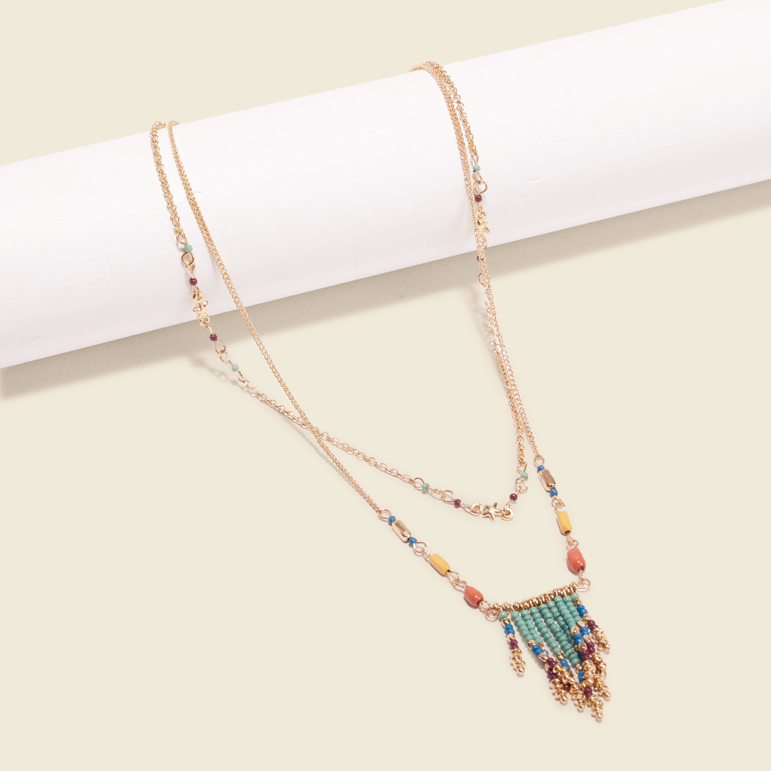 Collier 2 rangs à perles multicolore femme