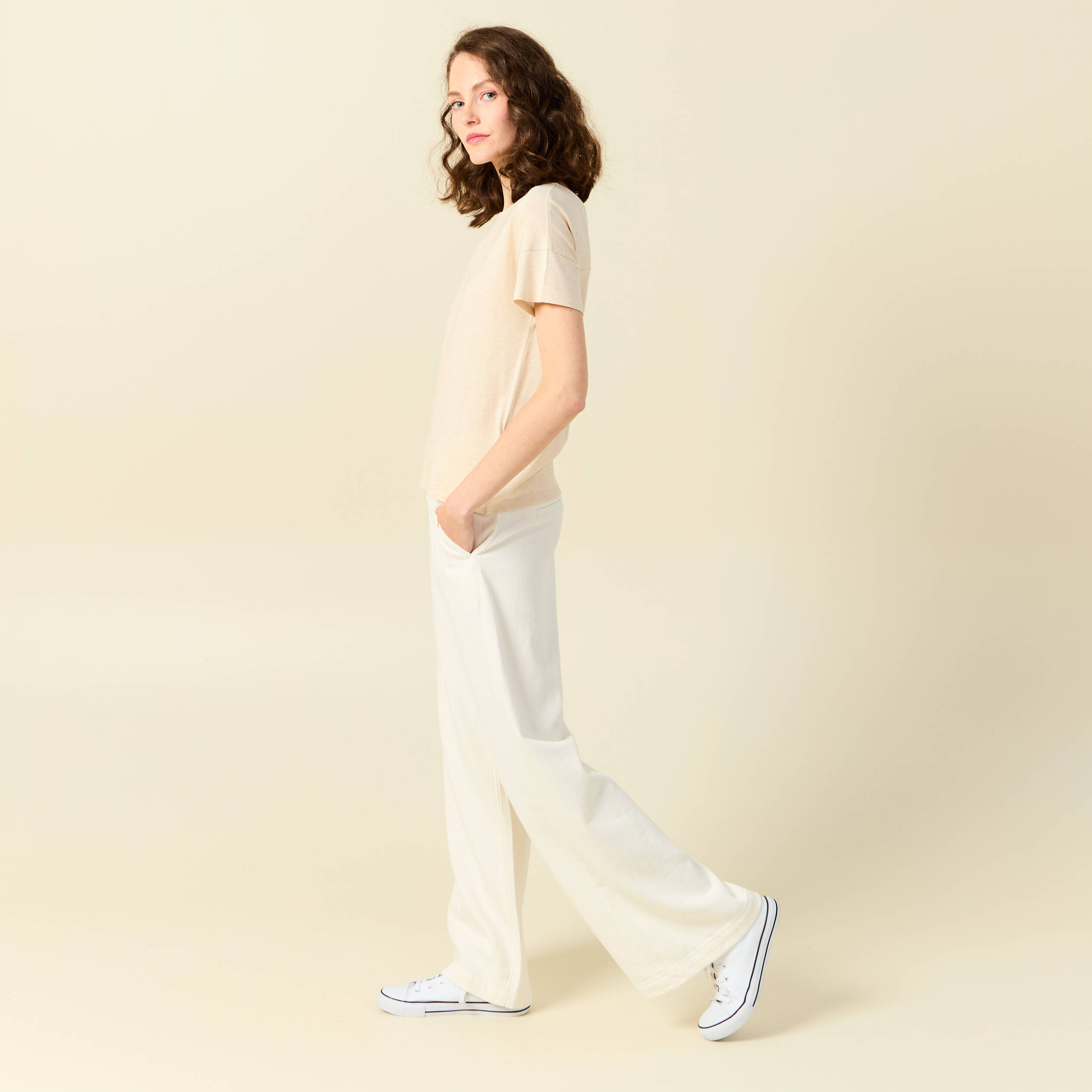 t shirt manches courtes creme femme T-shirt manches courtes creme femme