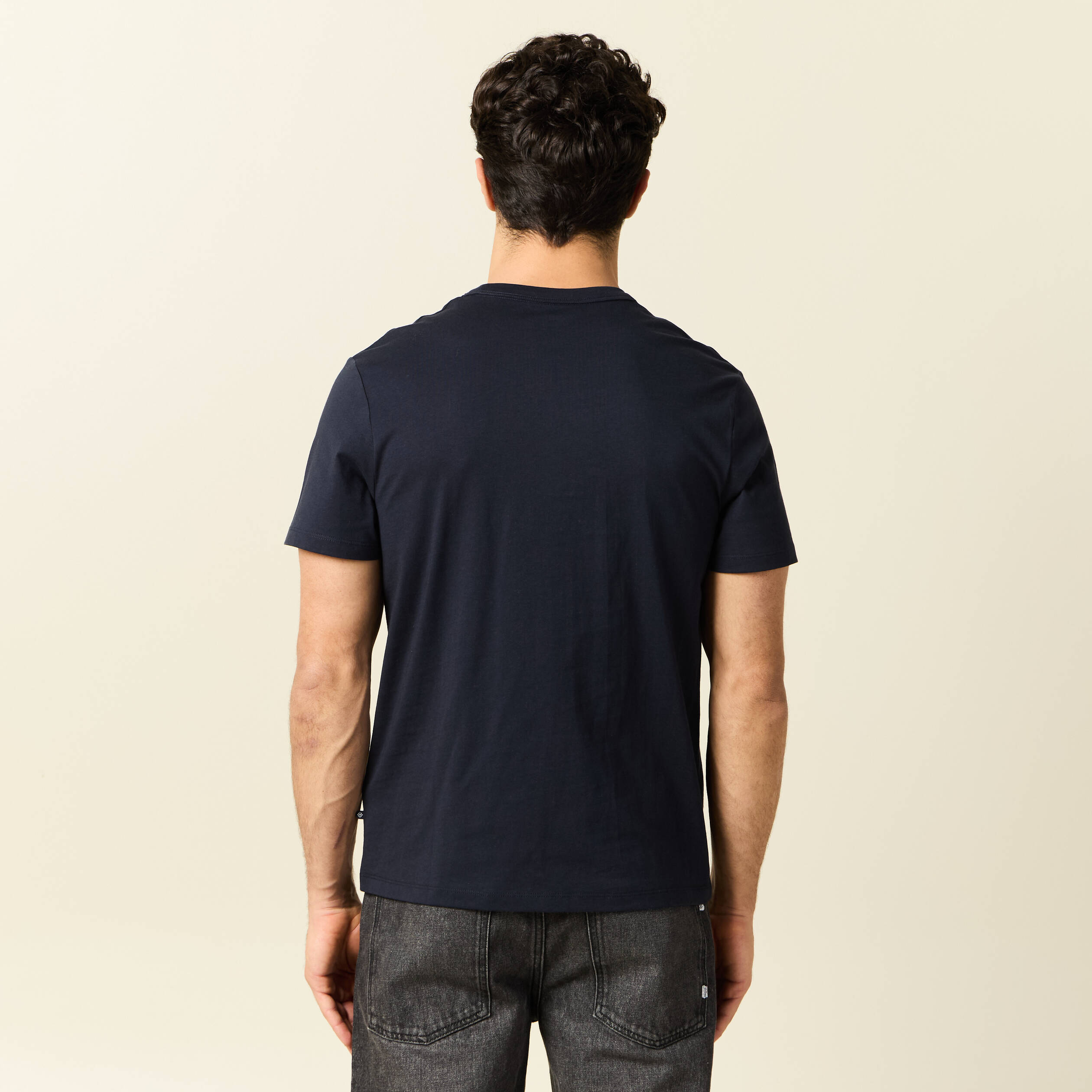 T-shirt en coton manches courtes bleu marine homme