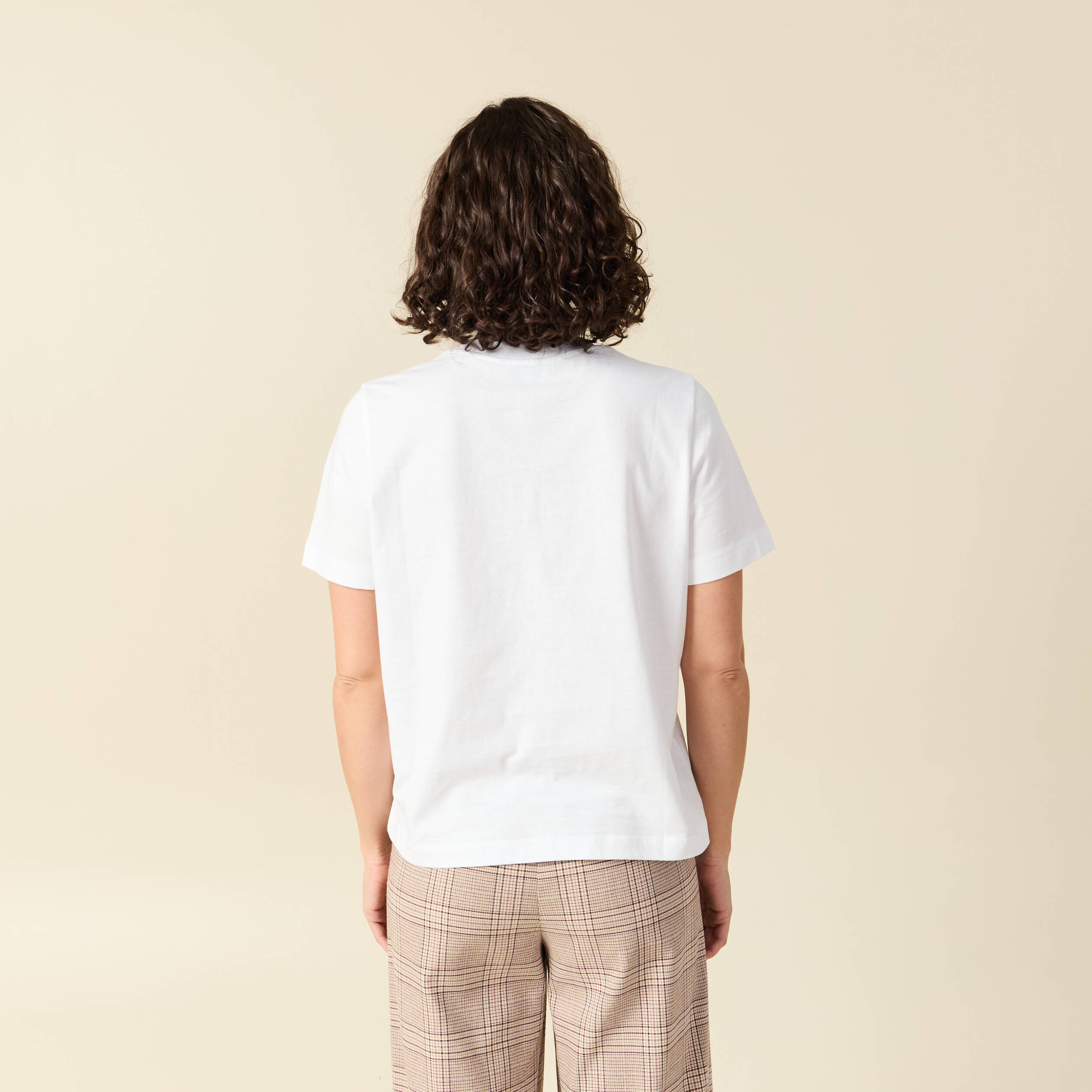 T-shirt oversize col rond en coton blanc femme